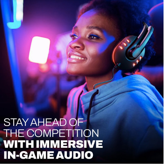 GAMEPUNK NightOwl LED Noise Cancelling Wired Gaming Headset with Mic, 6 ft Cable