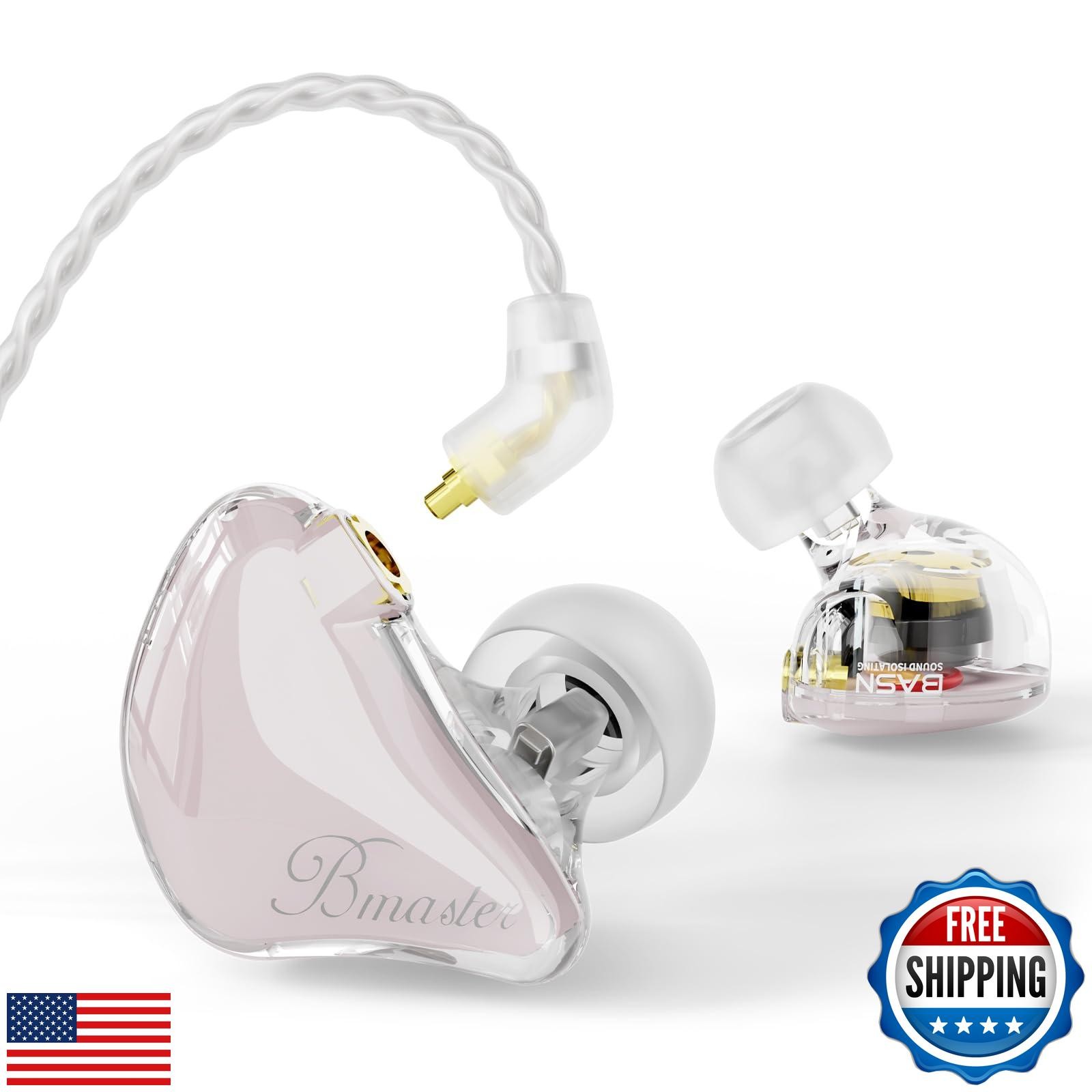 BASN in Ear Monitor Headphones, Triple Driver IEM Earphones with Powerful Bas