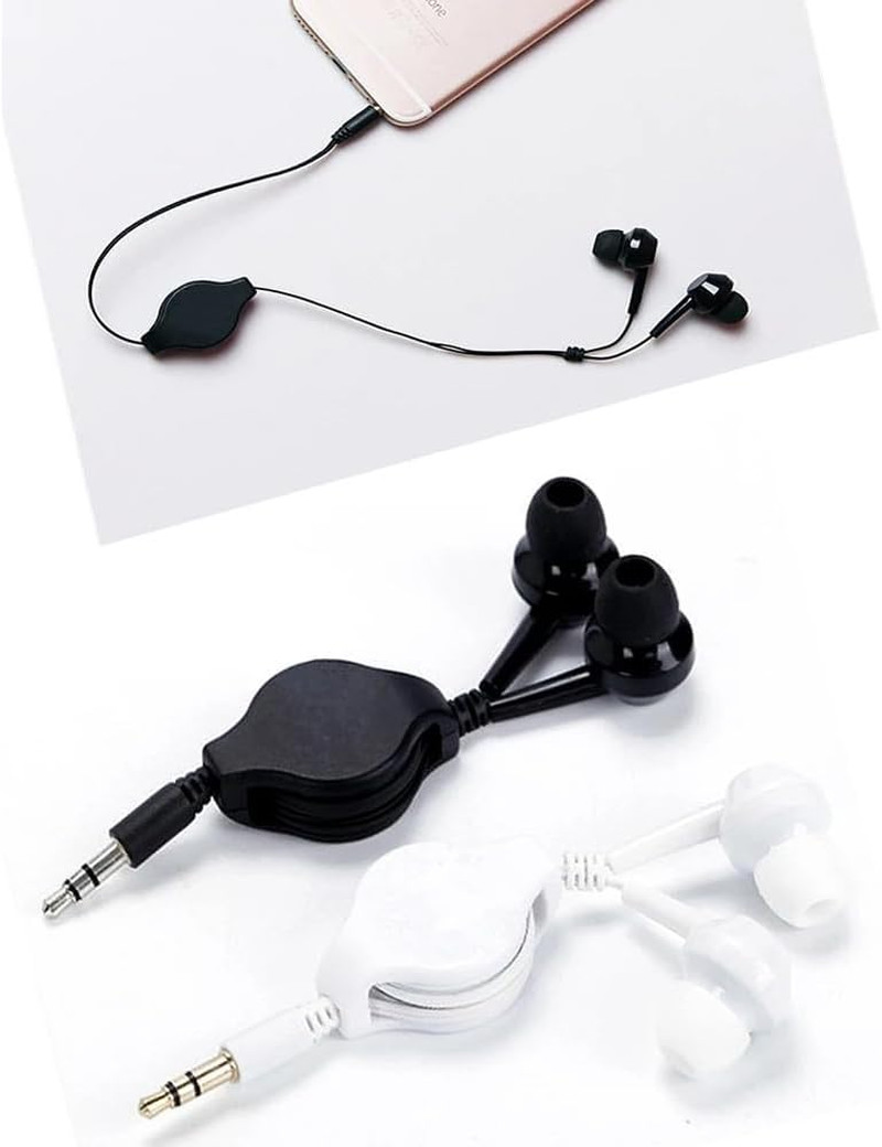 2 Pack Retractable Earbuds Wired Earphone Portable 3.5Mm Plug Stereo In-Ear Head