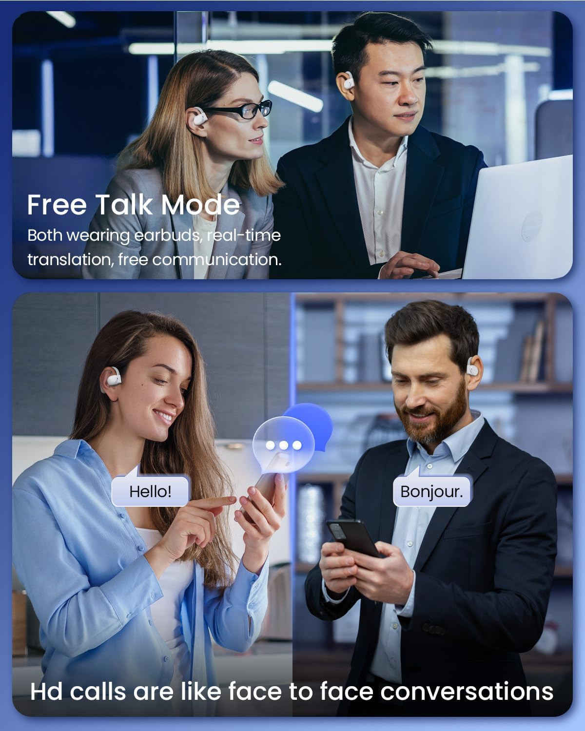 AI Translation Earbuds Real Time 164 Languages 80H Playtime Translator Ear Buds