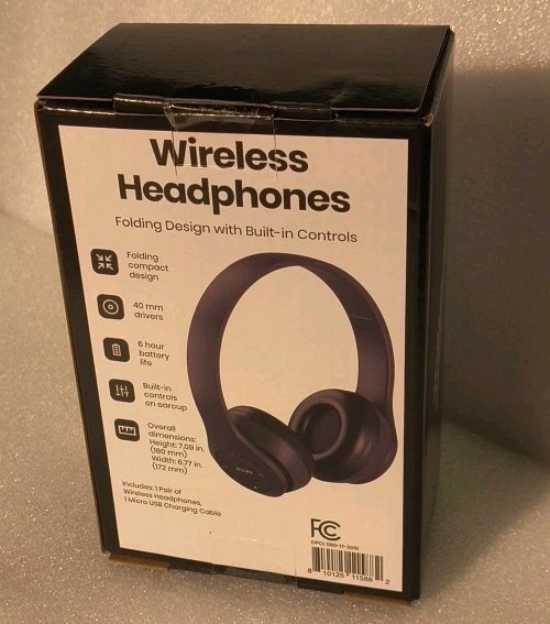 GEMS Wireless Headphones Folding Compact Design, 6hr Battery, Black, Micro USB