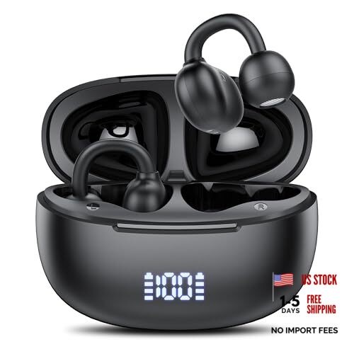 Clip on Earbuds Open Ear Wireless Bluetooth 5.4 Headphones with Noise