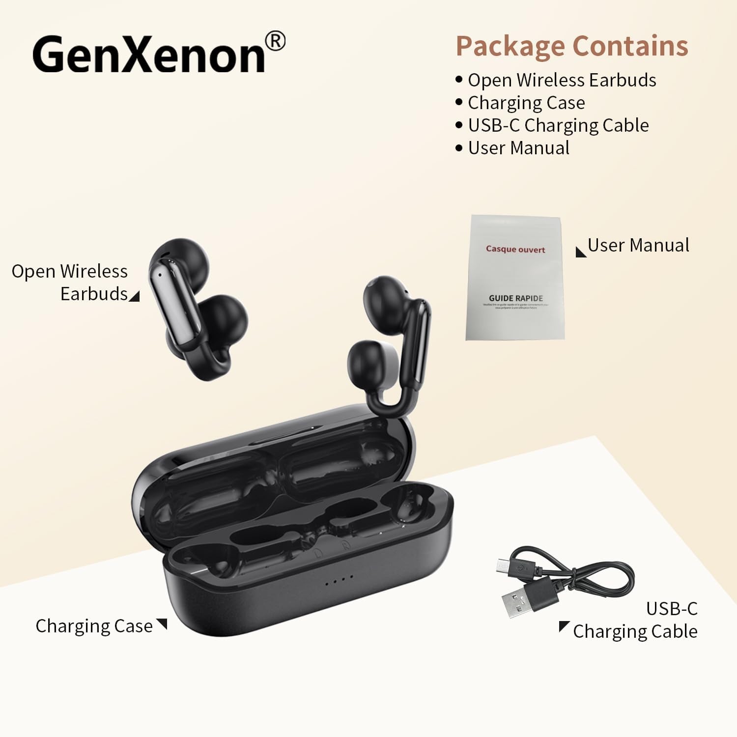 Clip on Earbuds, Open Ear Clip Wireless Earbuds Bluetooth 5.4, Clear Voice