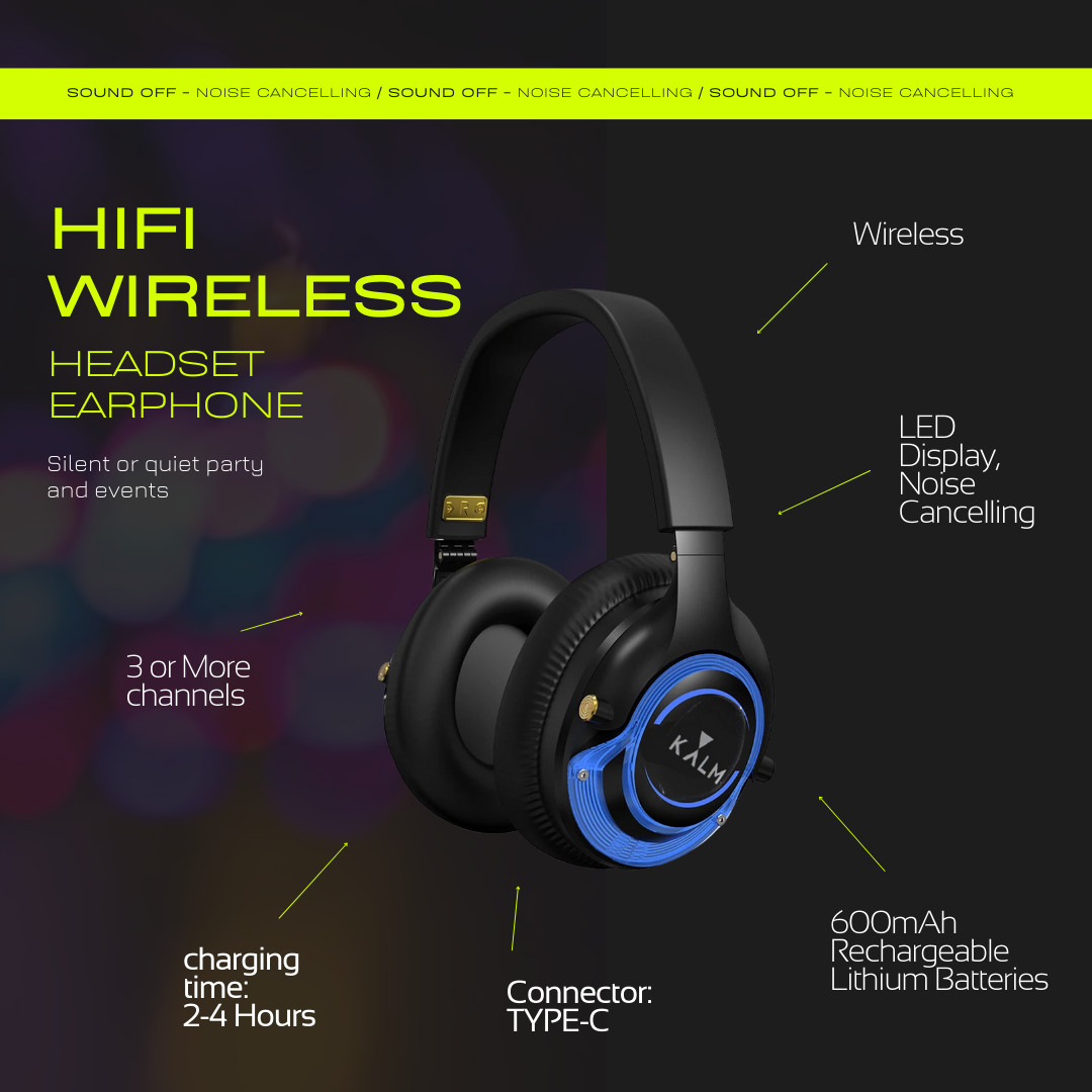 Silent Disco System Bundle w/Headphones & Transmitter – Party Event Fitness