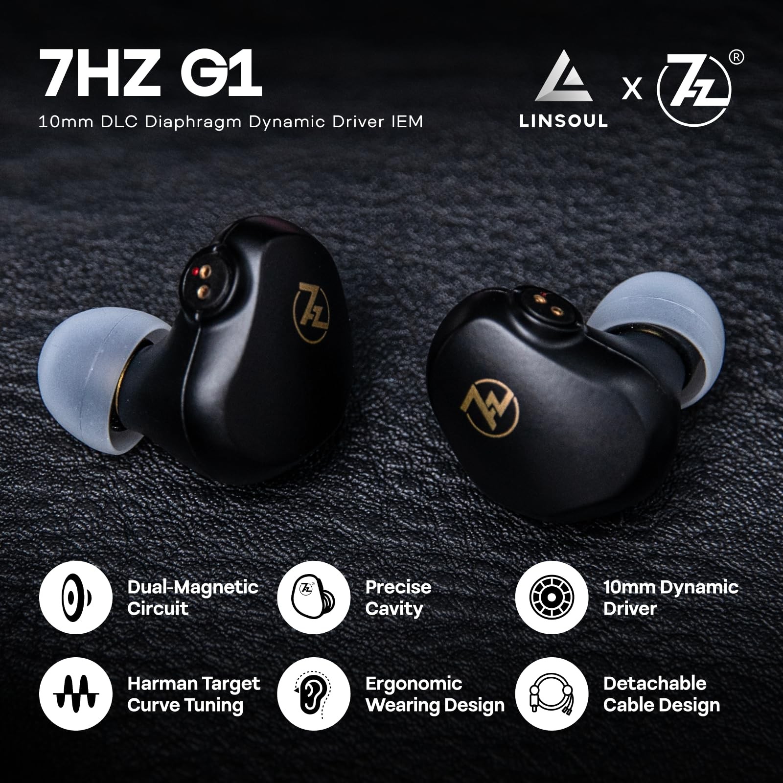 7HZ G1 in-Ear Monitor, 10mm DLC Diaphragm Dynamic Driver IEM Earphone, Wired …