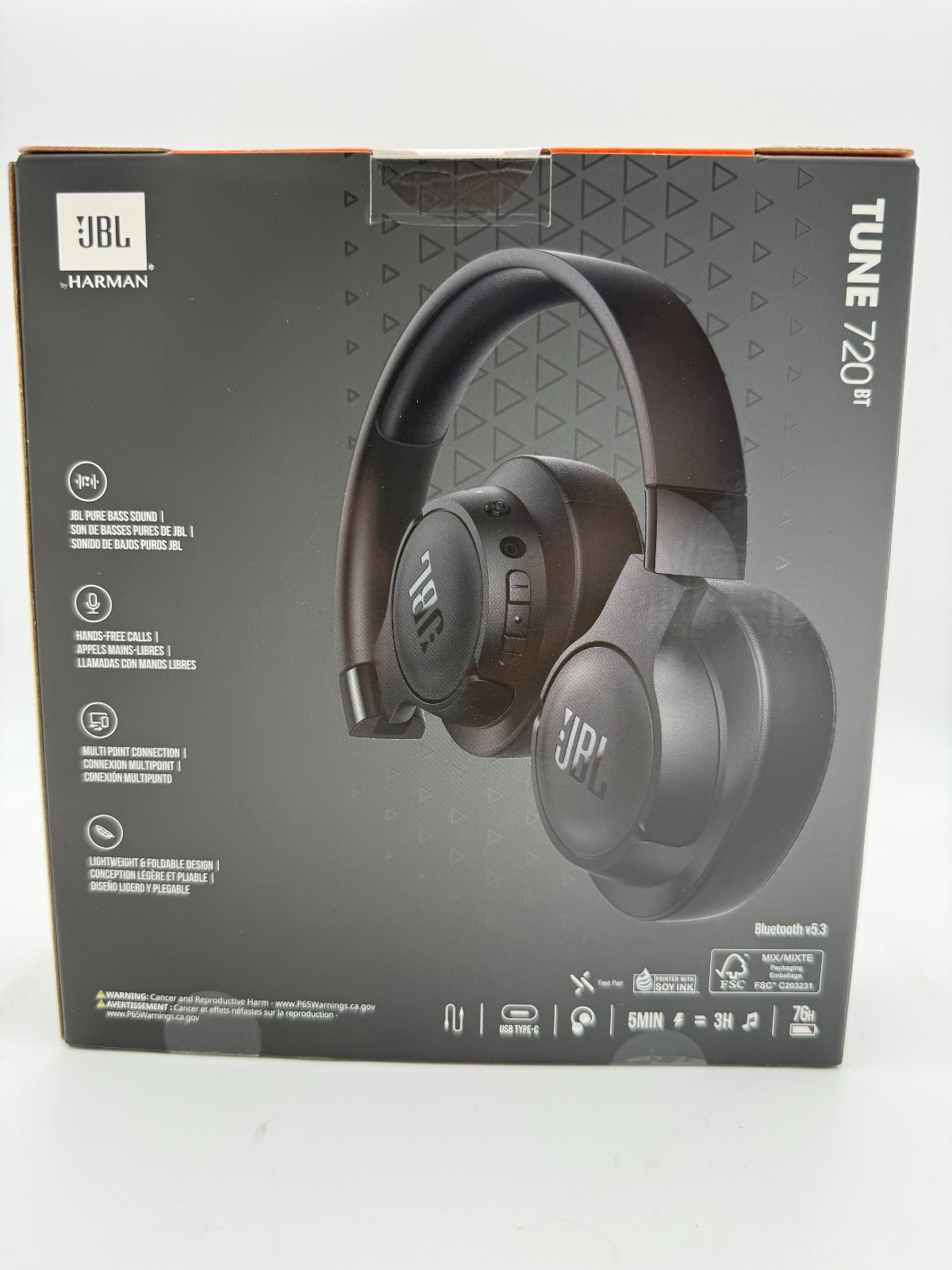 JBL Tune 720BT Wireless Bluetooth Over-Ear Headphones Black NEW