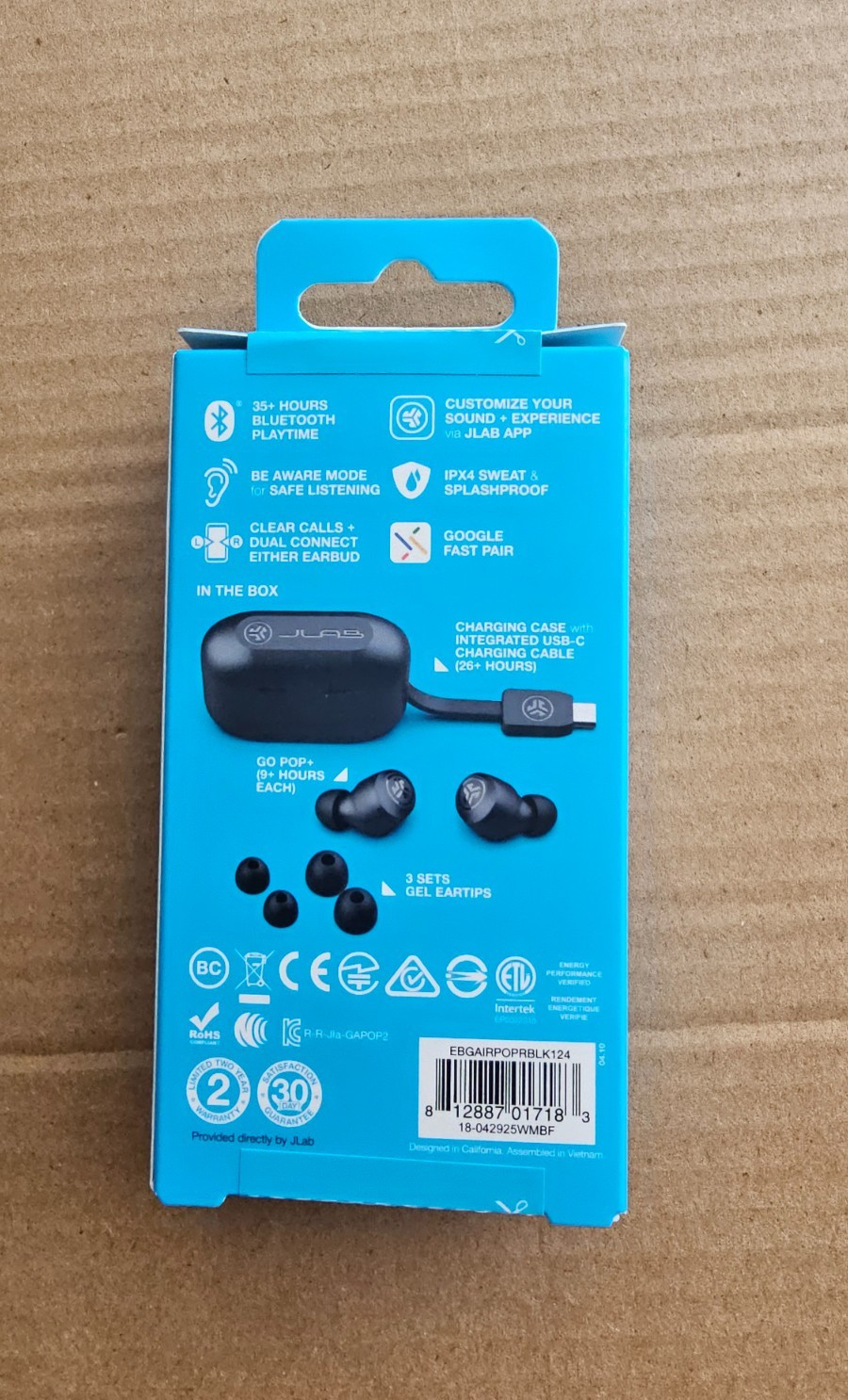 JLab – GO Air POP True Wireless In-Ear Headphones – Black