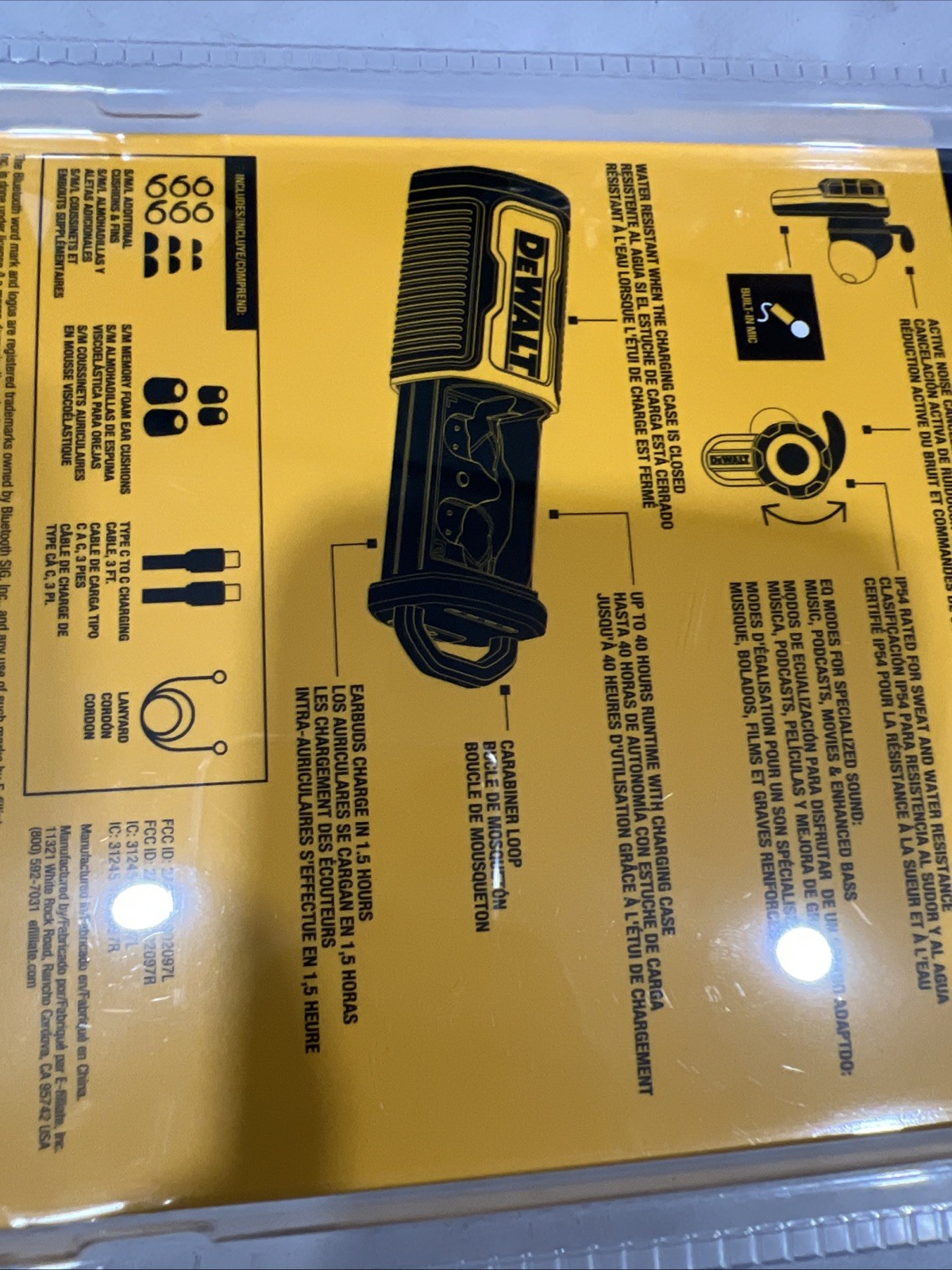 DEWALT Jobsite Pro X2 ANC True Wireless Bluetooth Earbuds IP54, 190 2097 DW2