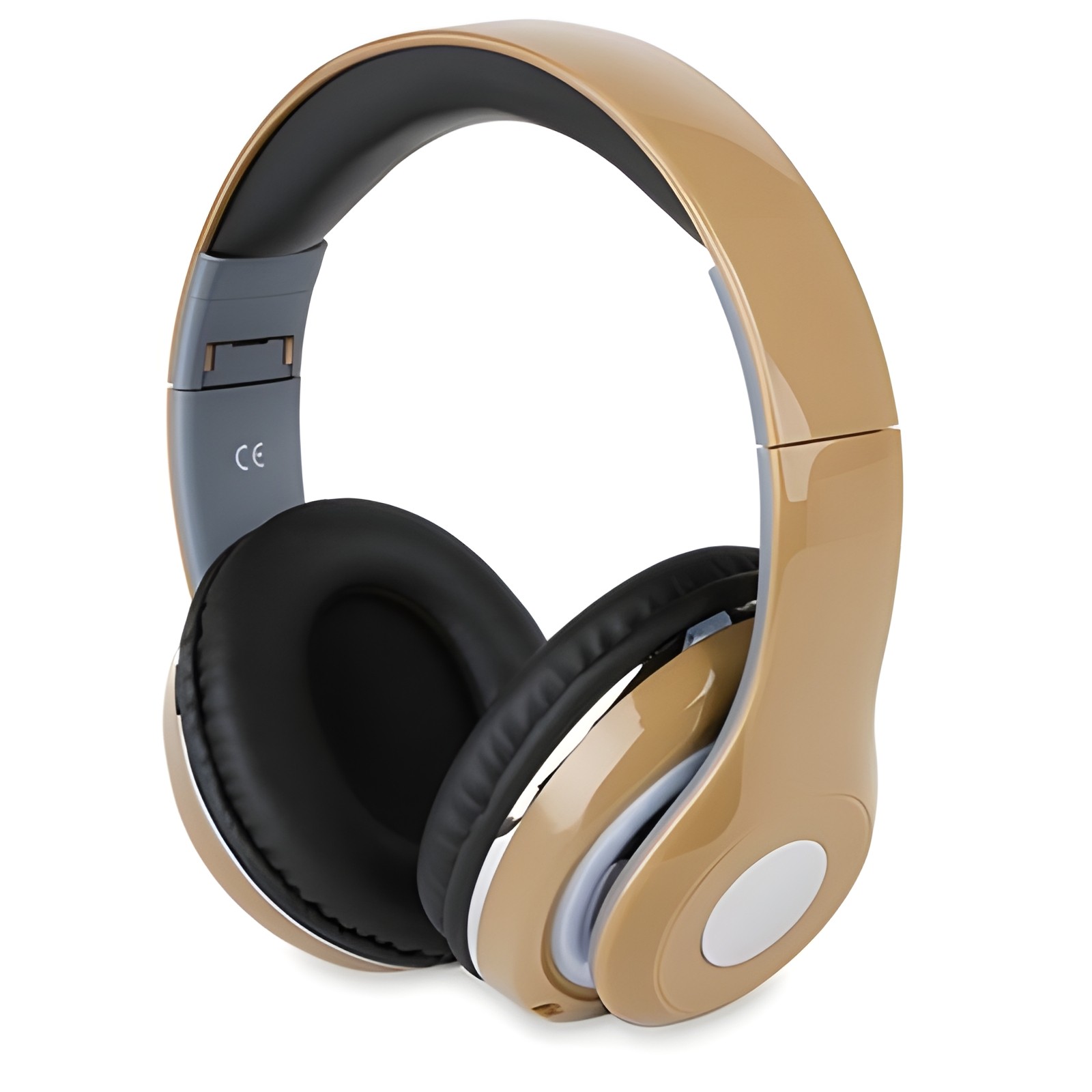 Bluetooth Wireless Over Ear Headphones with Mic FM Tuner Memory Card Slot Gold