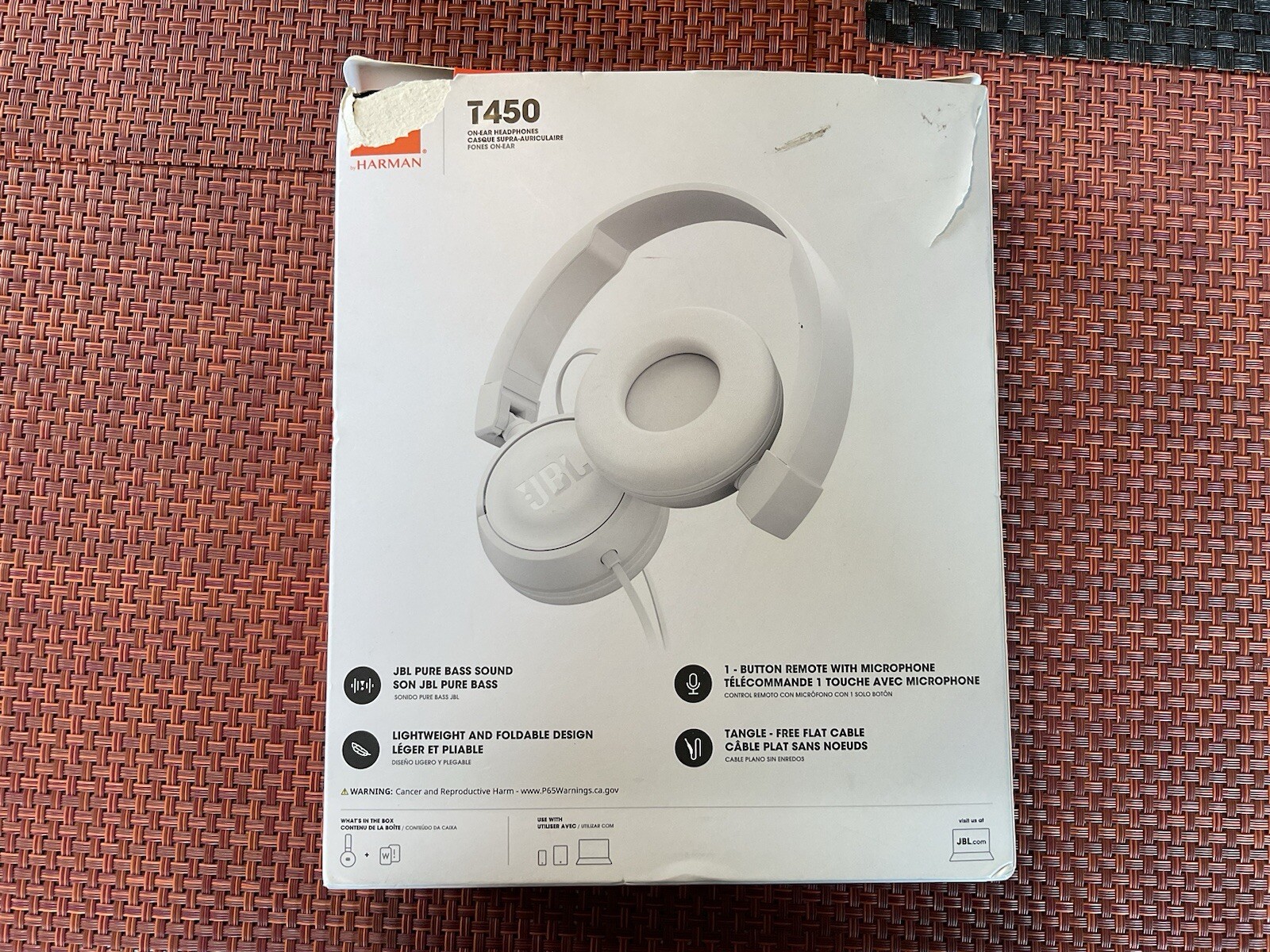 JBL T450 By Harman Pure Bass On-Ear New Headphones