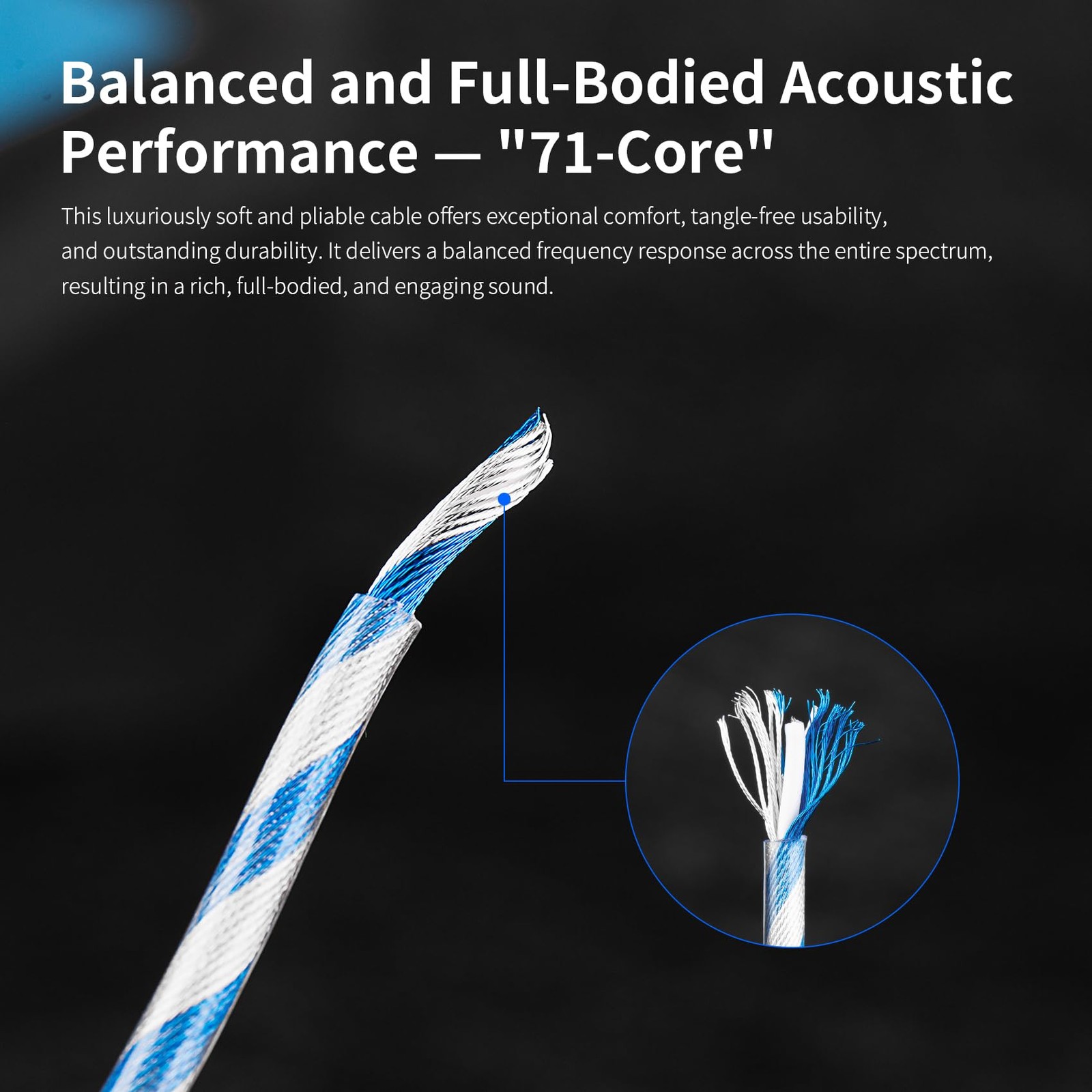 KBEAR Frost IEM Cable 6N OCC Gold-Plated 2PIN 4.4mm Silver Blue 1.2m HiFi Earpho