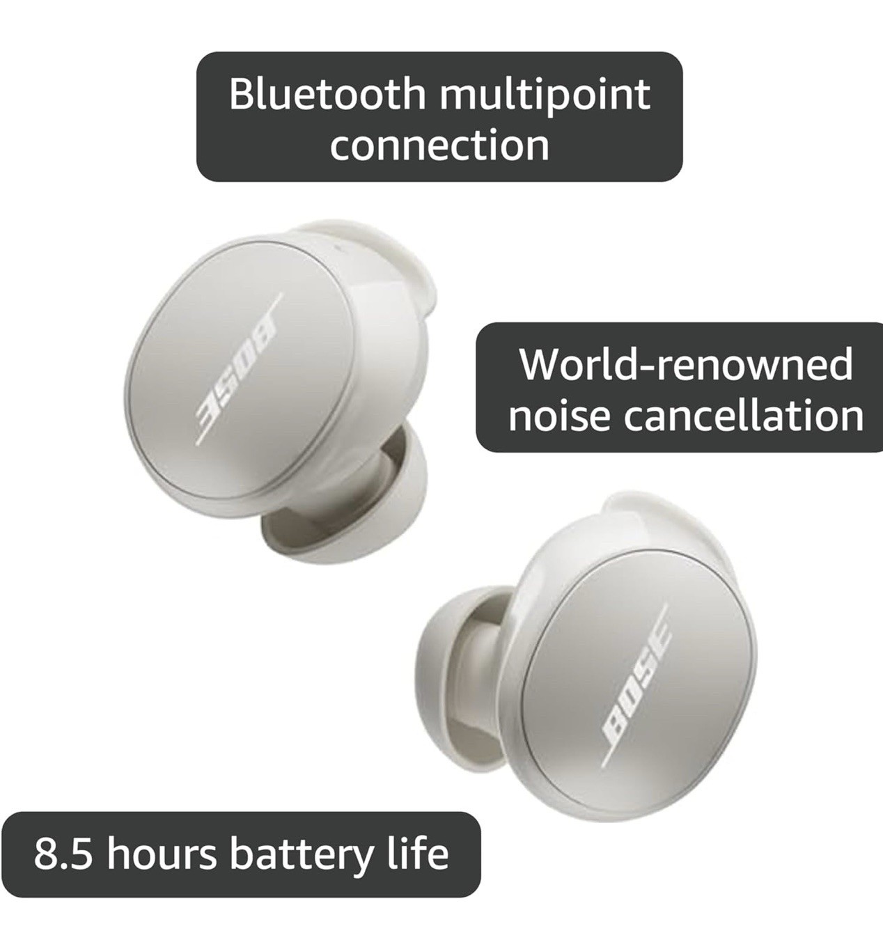 Bose – QuietComfort True Wireless Noise Cancelling In-Ear Earbuds, White SEALED