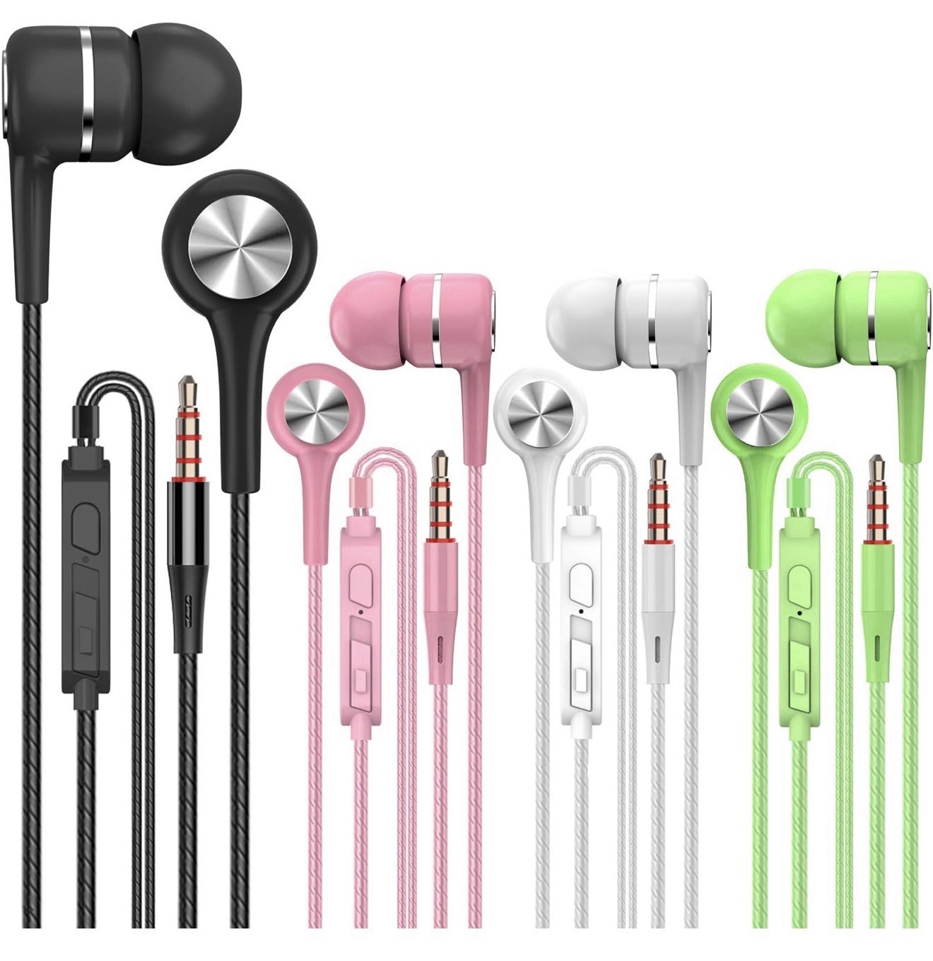 8 Pairs Wired Earbuds with Microphone & Volume Control, in Ear Earphone 3.5mm