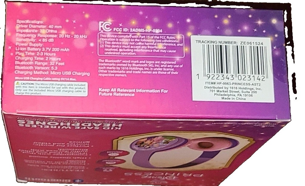 DISNEY PRINCESS Kid Safe WIRELESS Headphones! Bluetooth Technology