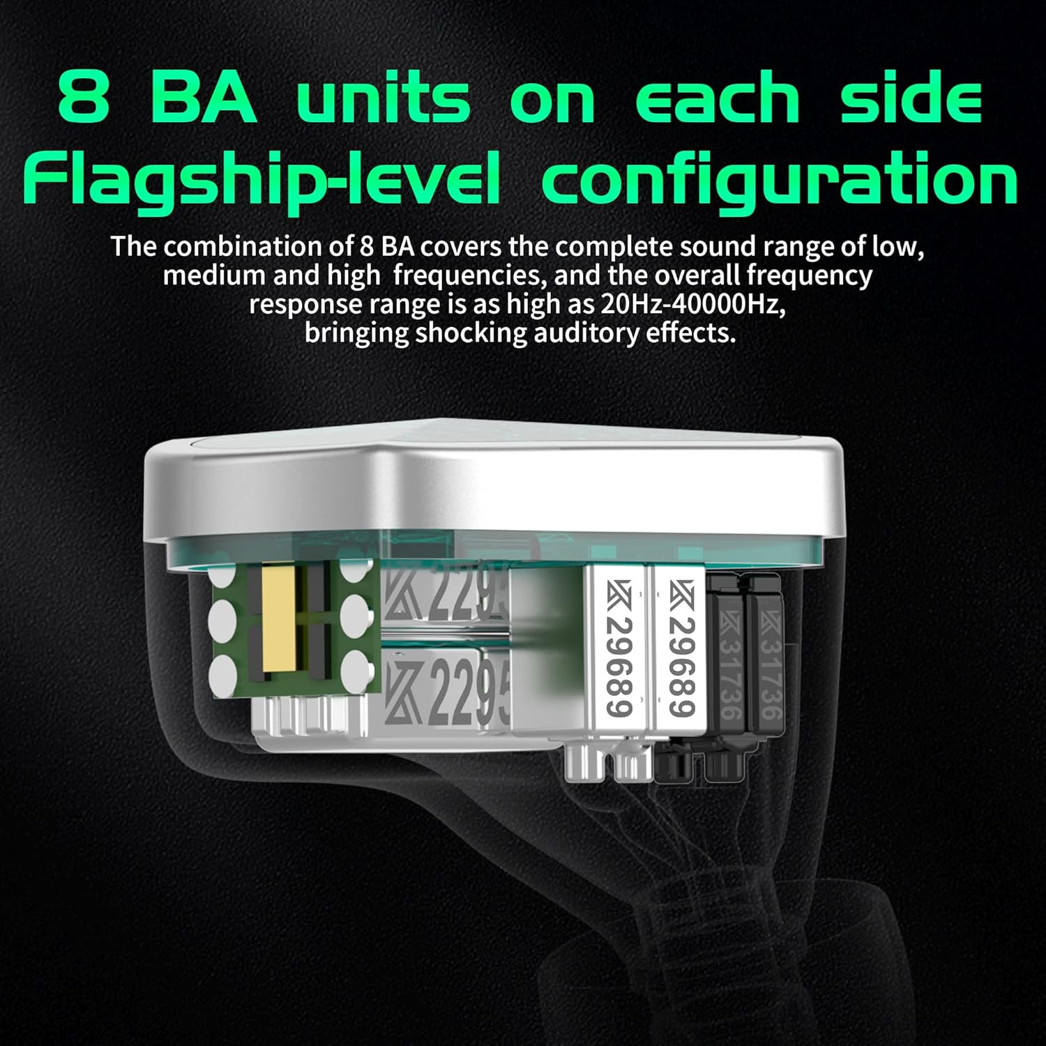 AS16 Pro Wired Earbuds, 16BA Drivers, HiFi Bass, Detachable Cable, Cyan