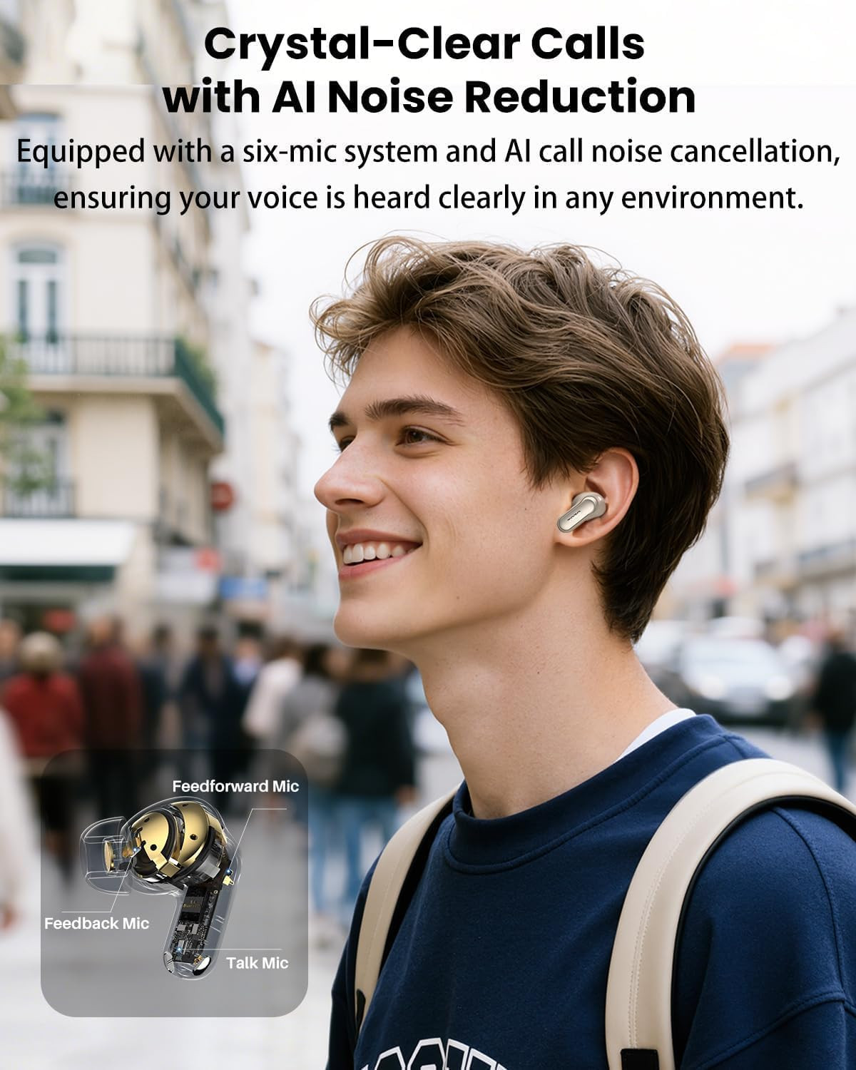 NC20 Pro Active Noise Cancelling Wireless Earbuds with Smart Touch Screen, LDAC