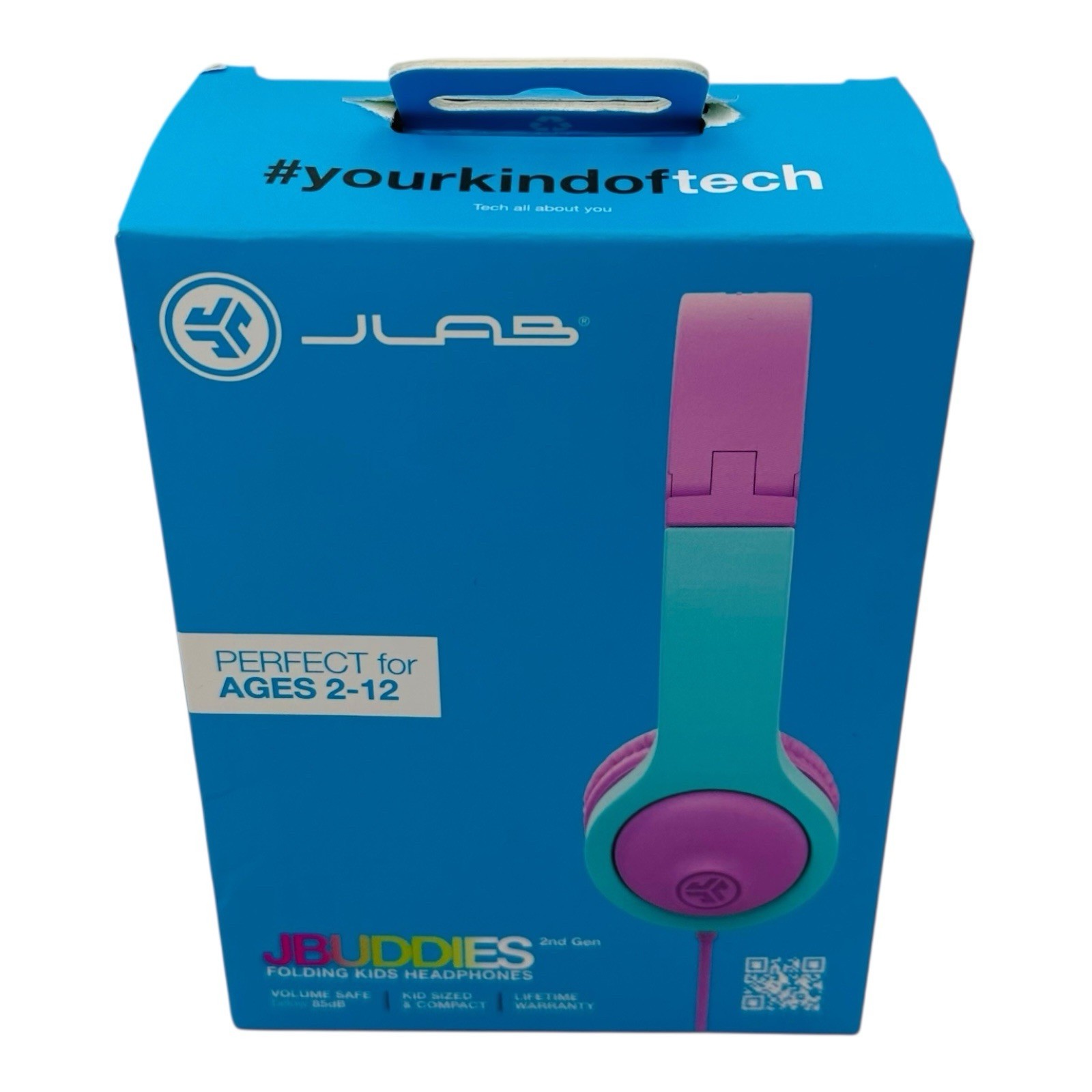 JLab JBuddies Folding Kids Headphones Wired Volume Safe 2nd Gen Pink/Teal