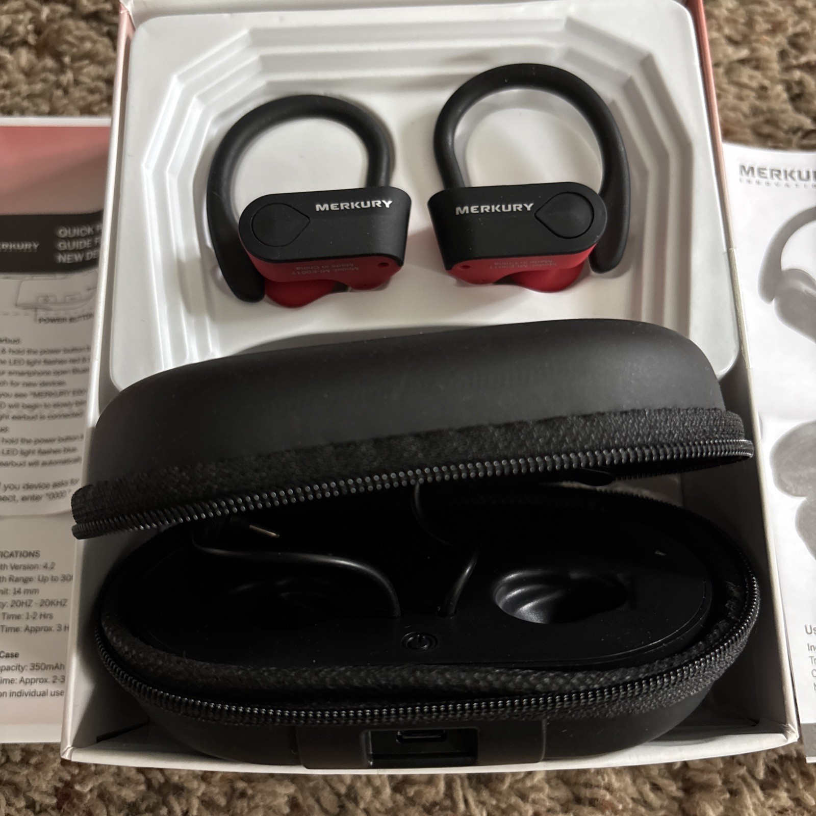 Merkury Innovations Propel Sport Bluetooth v4.2 Wireless Earbuds Headphones New