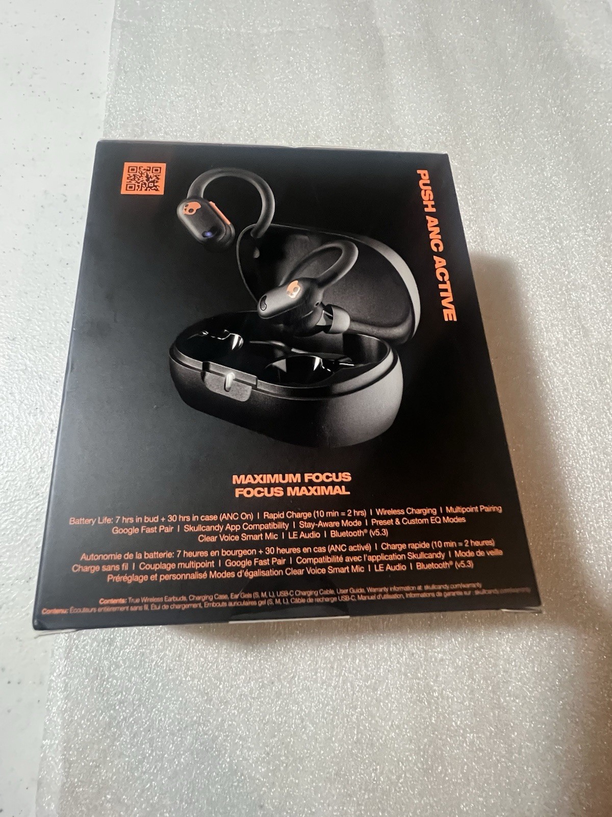 Skullcandy Push ANC Active Wireless Earbuds (Black Orange) – New Sealed S2paw