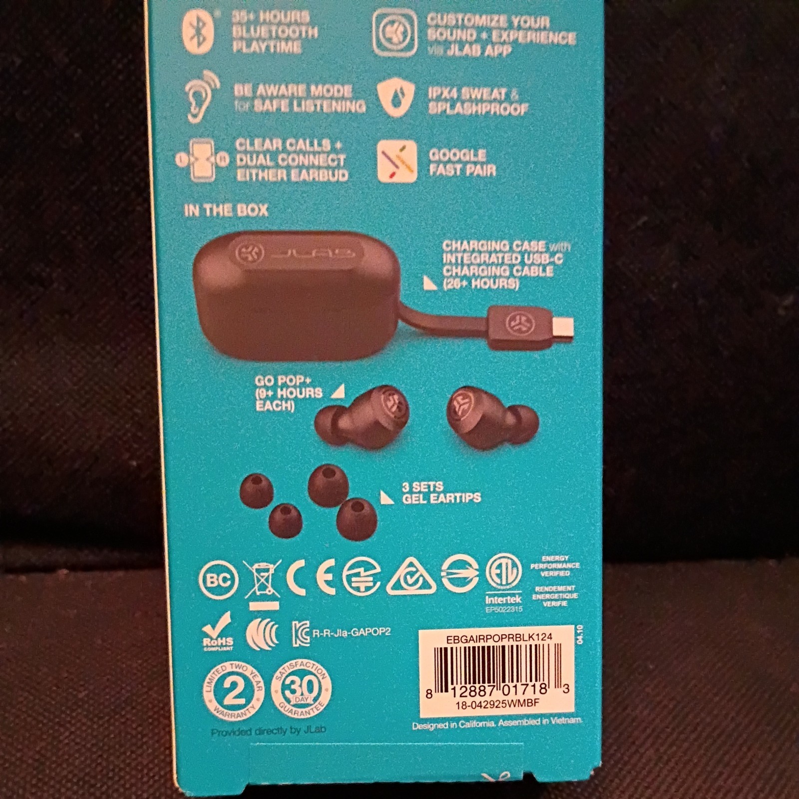 JLab EBGAIRPOPRSLT124 GO Air POP True Wireless In-Ear Headphones Slate New
