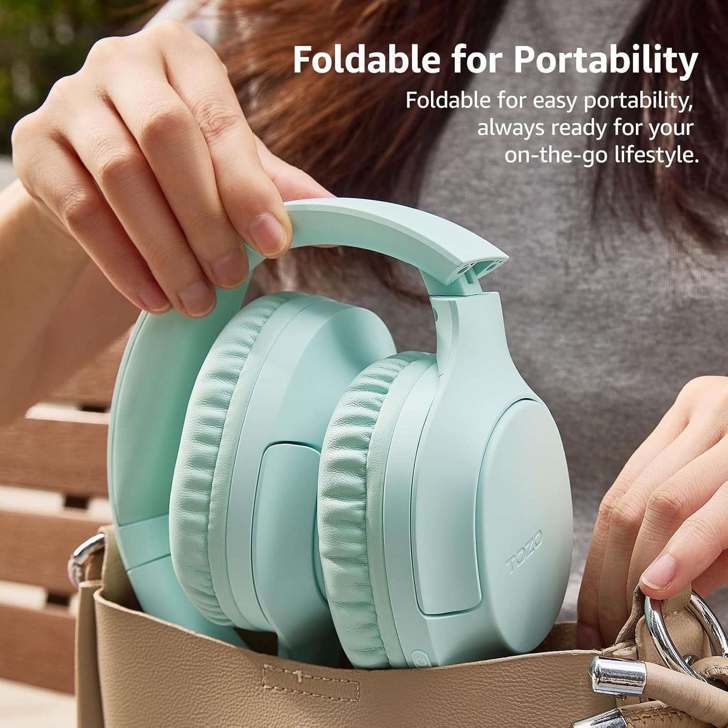 TOZO HA1 Bluetooth 5.4 Over Ear Headphones, 70H Playtime With Mic, Foldable Wire