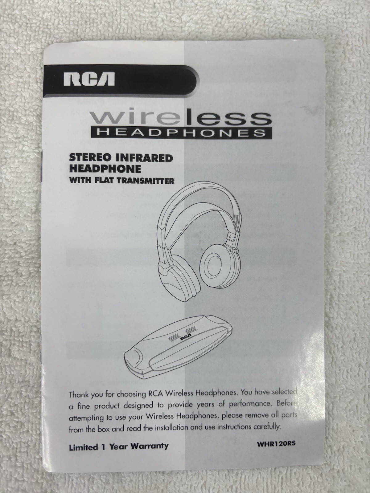 VTG RCA WHR120RS Wireless Infrared Headphones w/Infrared Transmitter Open Box