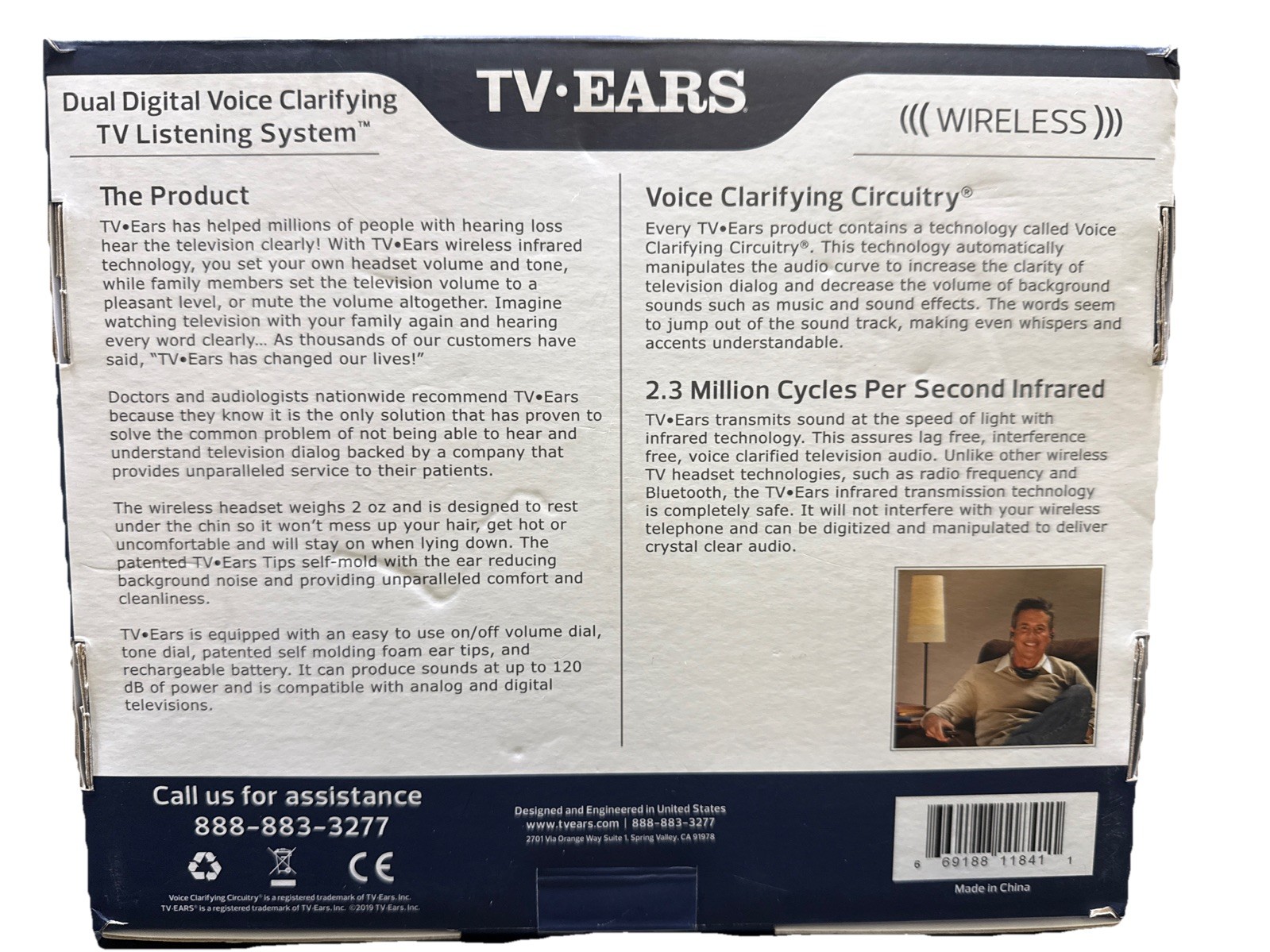 TV Ears 11841 Wireless Dual Digital Voice Clarifying Headphones Listening System