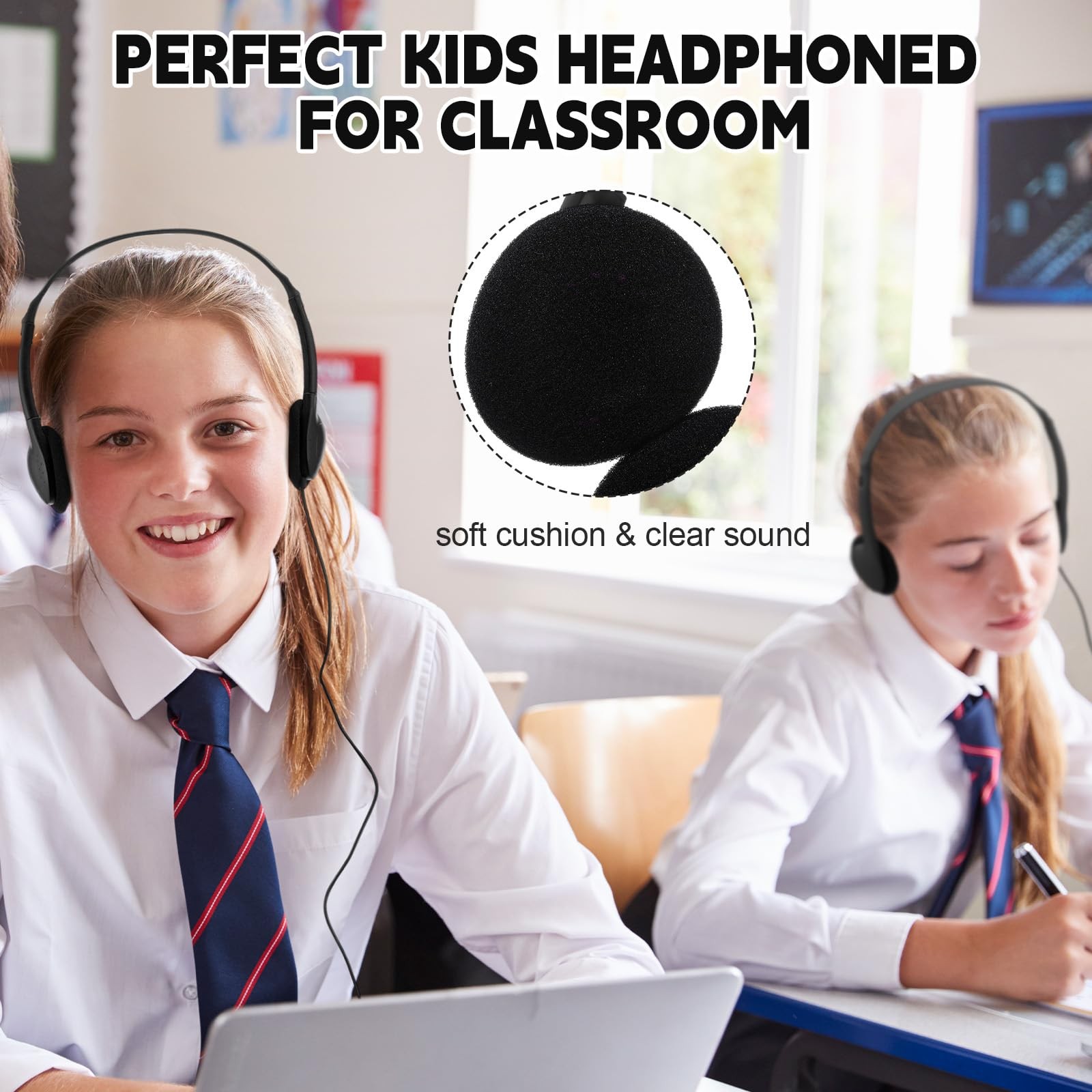 10 Pack Headphones Bulk School Classroom Student Wired Adjustable 3.5mm Adults