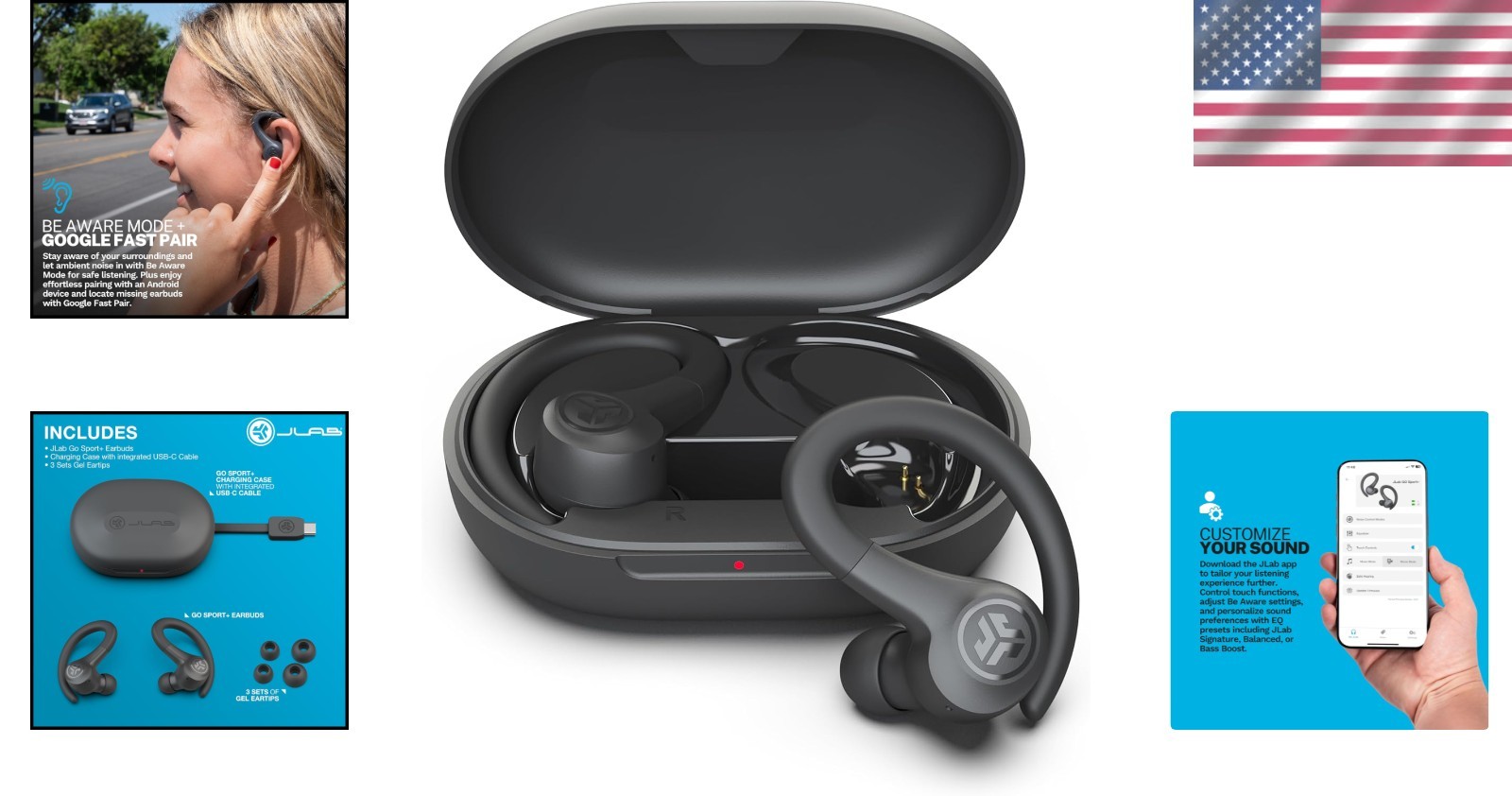 Go Sport+ Wireless Workout Earbuds – 35+ Hours Playtime & Secure Fit – Graphite