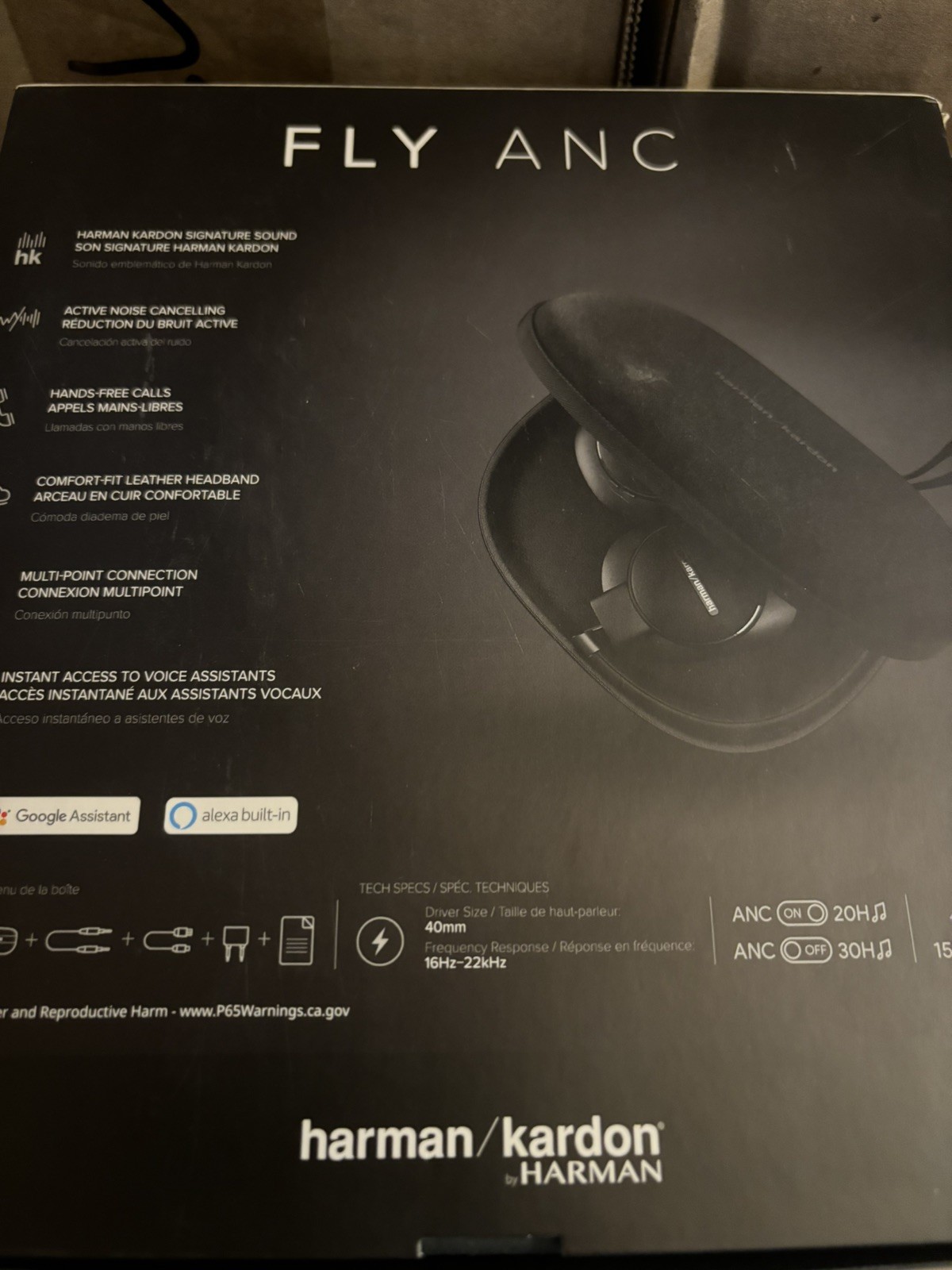 Harman Kardon Fly Anc Wireless Bluetooth Headphones – Black