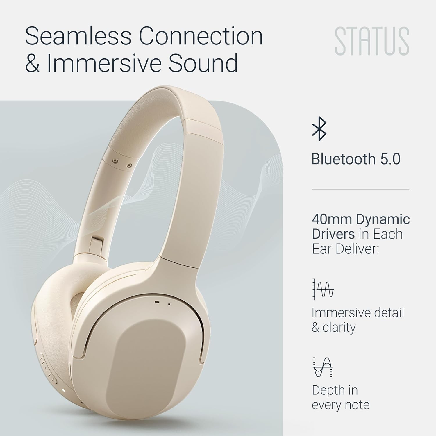 Status Core ANC Active Noise Cancelling Wireless Bluetooth Headphones – Over-Ear