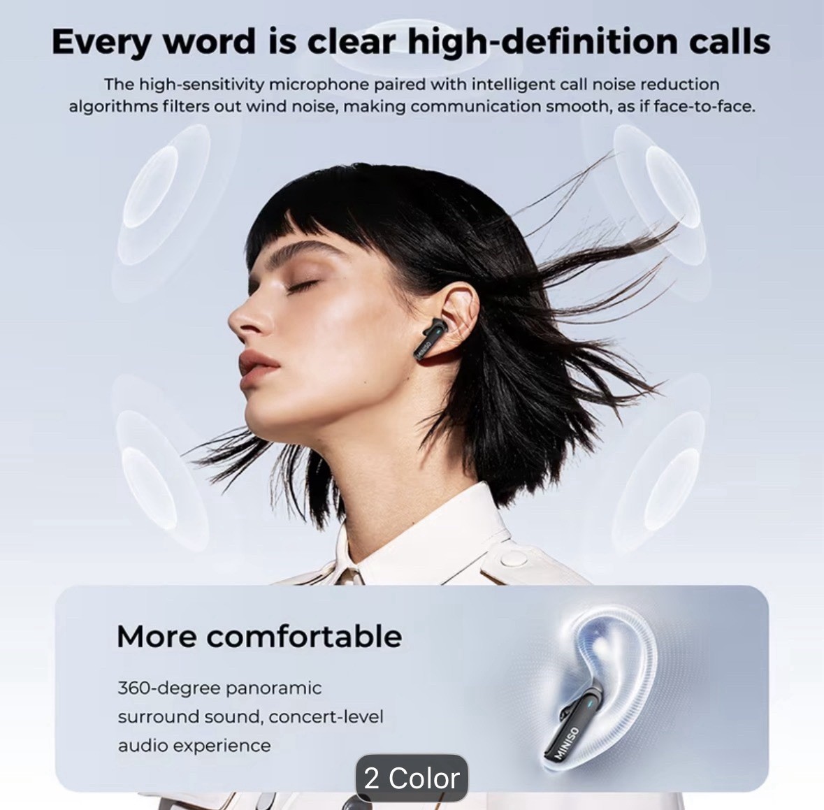 2026 Miniso AI Earbuds with Screen 134 Languages Voice Translation 360 Sound NEW