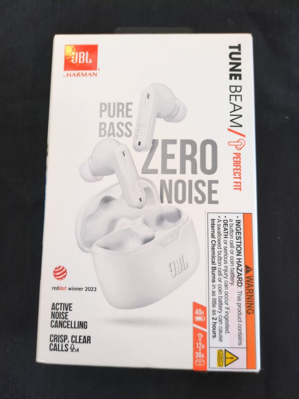 JBL Tune Beam Ear Buds Zero Noise Pure Bass Bluetooth Brand New – White