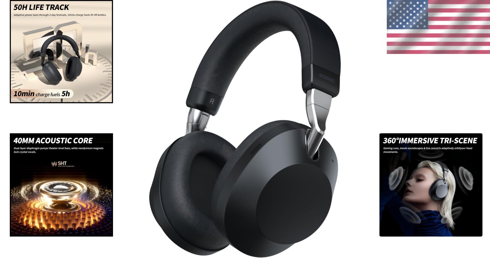 Crystal Clear Audio with Quad-Mic ANC Wireless Headphones – For Gaming & Music
