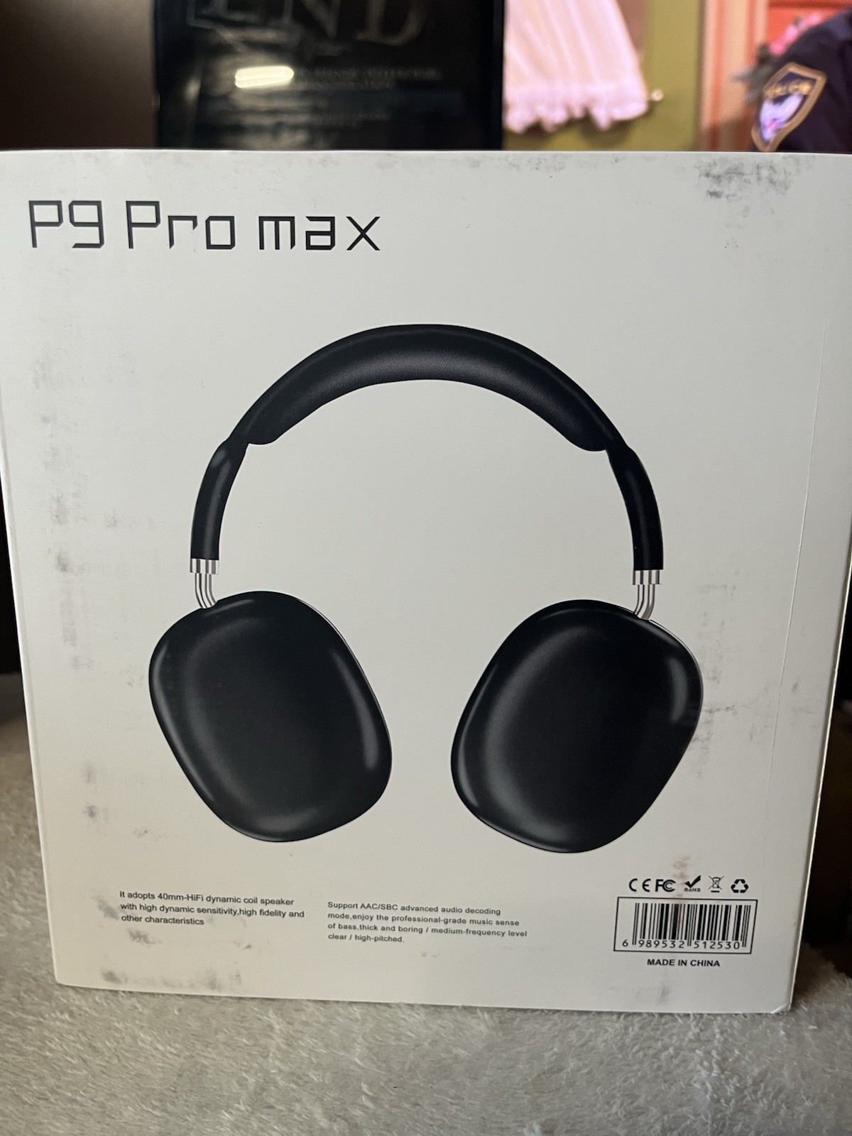 P9 Pro Max Wireless Bluetooth Headphones Noise-Cancelling NIB Sealed! Black.