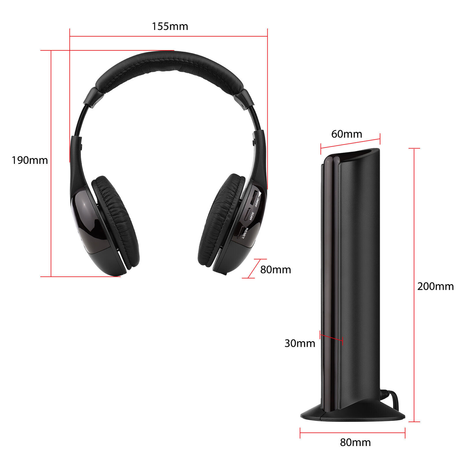 5 in 1 Wireless Cordless Headphones Headset with Mic for TV Watching Radio J4E3