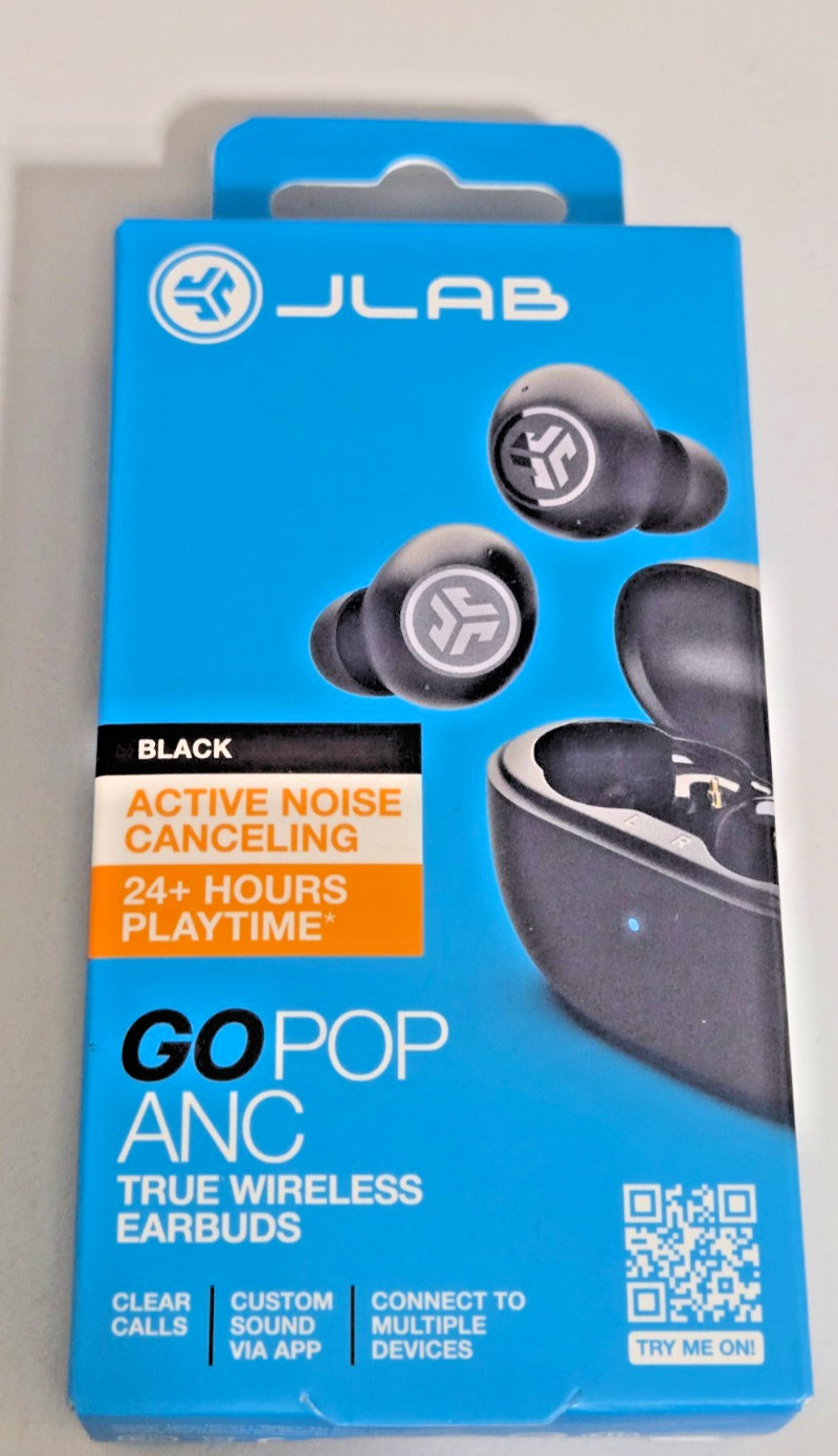 JLab Go Pop ANC True Wireless Earbuds , 24+ Hr Playtime, Bluetooth – Black – New