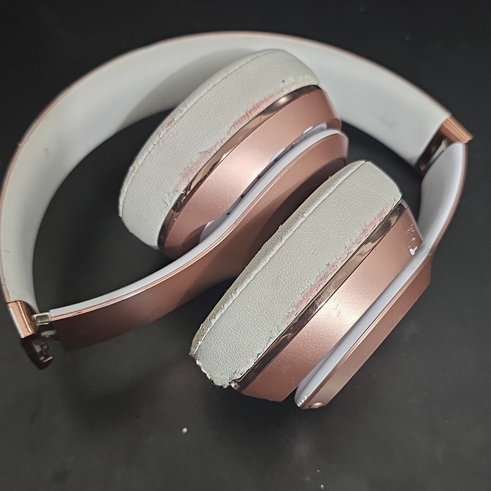 White/Rose Gold Bluetooth Over-Ear Headphones Foldable Rechargeable Mic