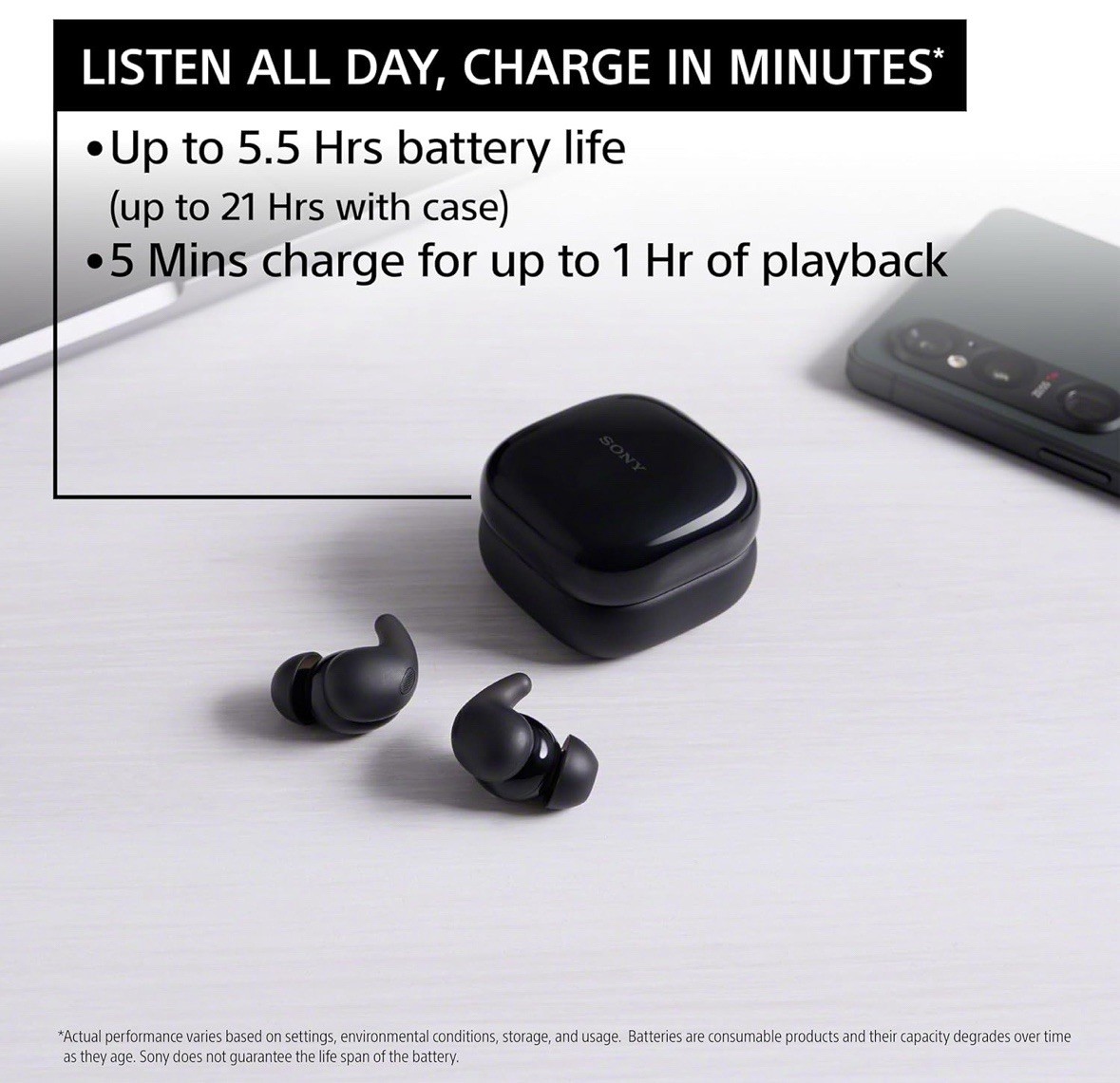 Sony – LinkBuds Fit True Wireless Noise Canceling Earbuds – White
