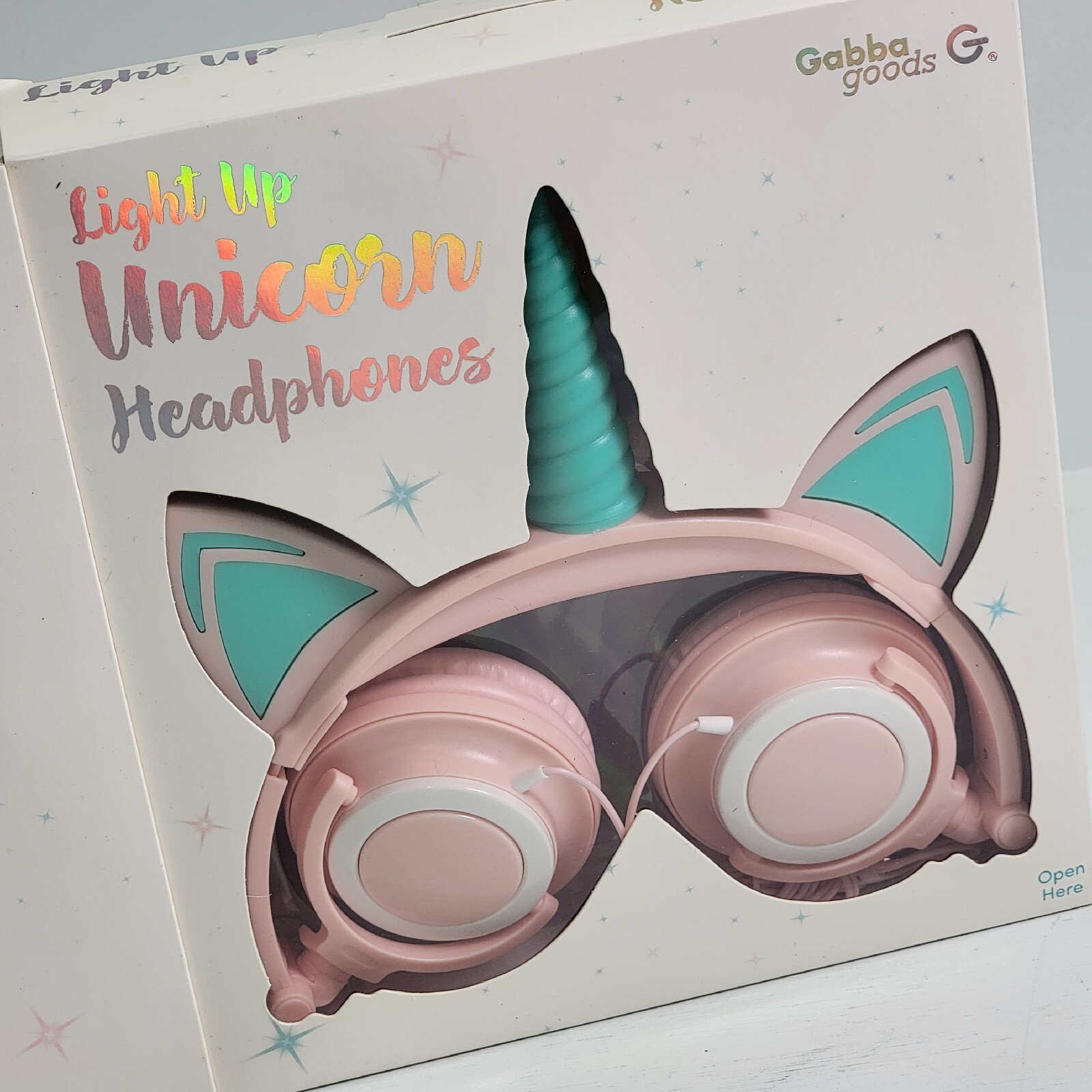 Gabba Goods Premium LED Light Up Unicorn Over The Ear Headphones Pink NOB Wired