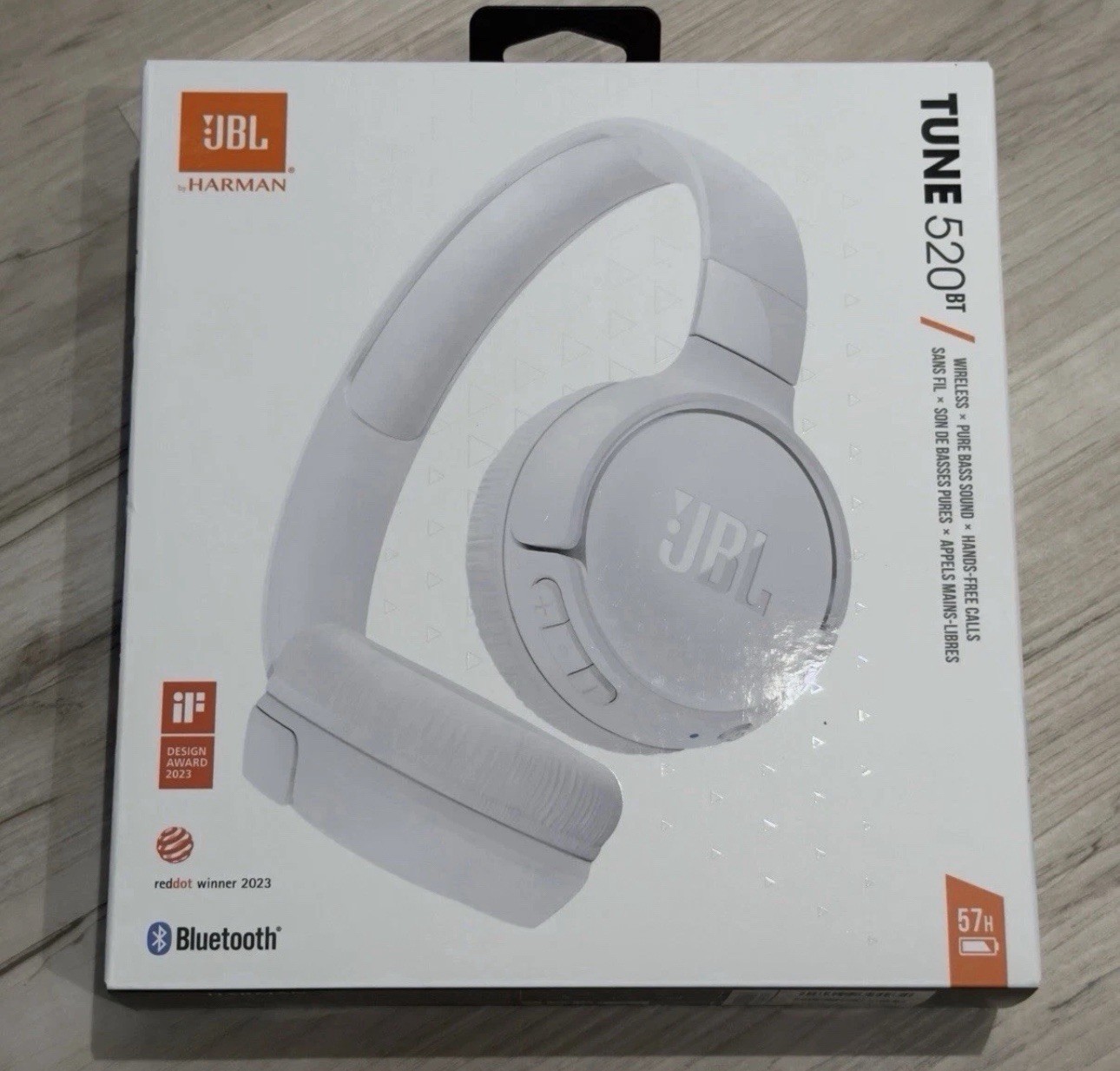 JBL Tune 520BT Bluetooth On-Ear Headphones White NEW