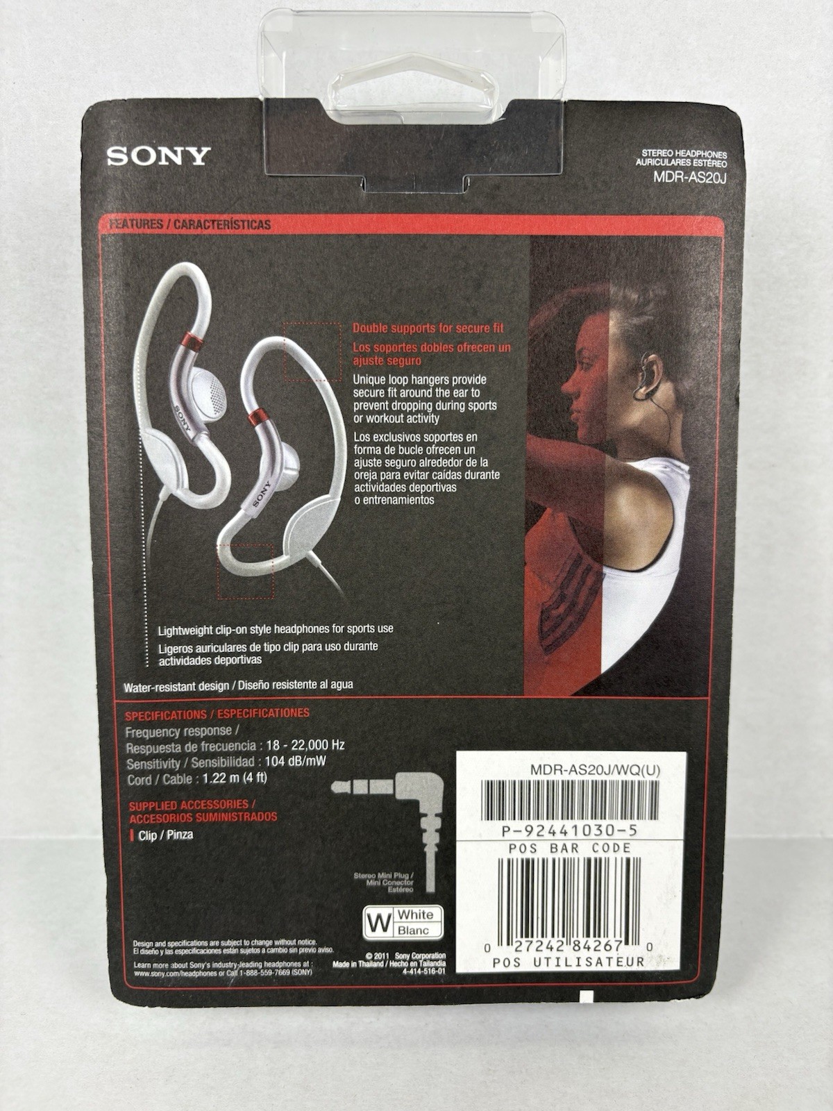 Sony MDR-AS20J Sports Loop Hanger Headphones NEW