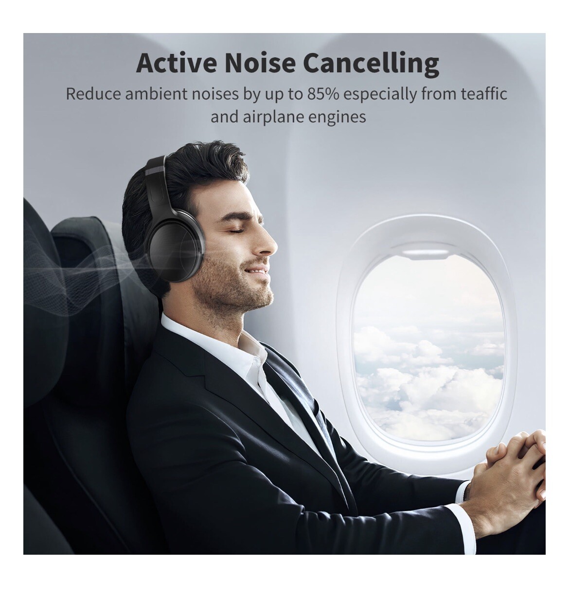 VILINICE Noise Cancelling,Wireless BT Over Ear Headphones with Microphone,Black