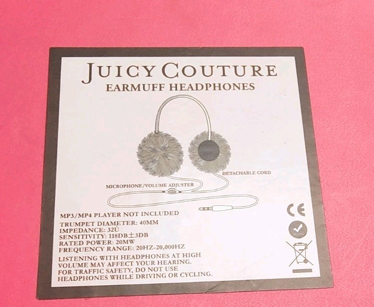Juicy Couture Earmuff Headphones Faux Fur NWT Wired Y2K Pink Box Gift