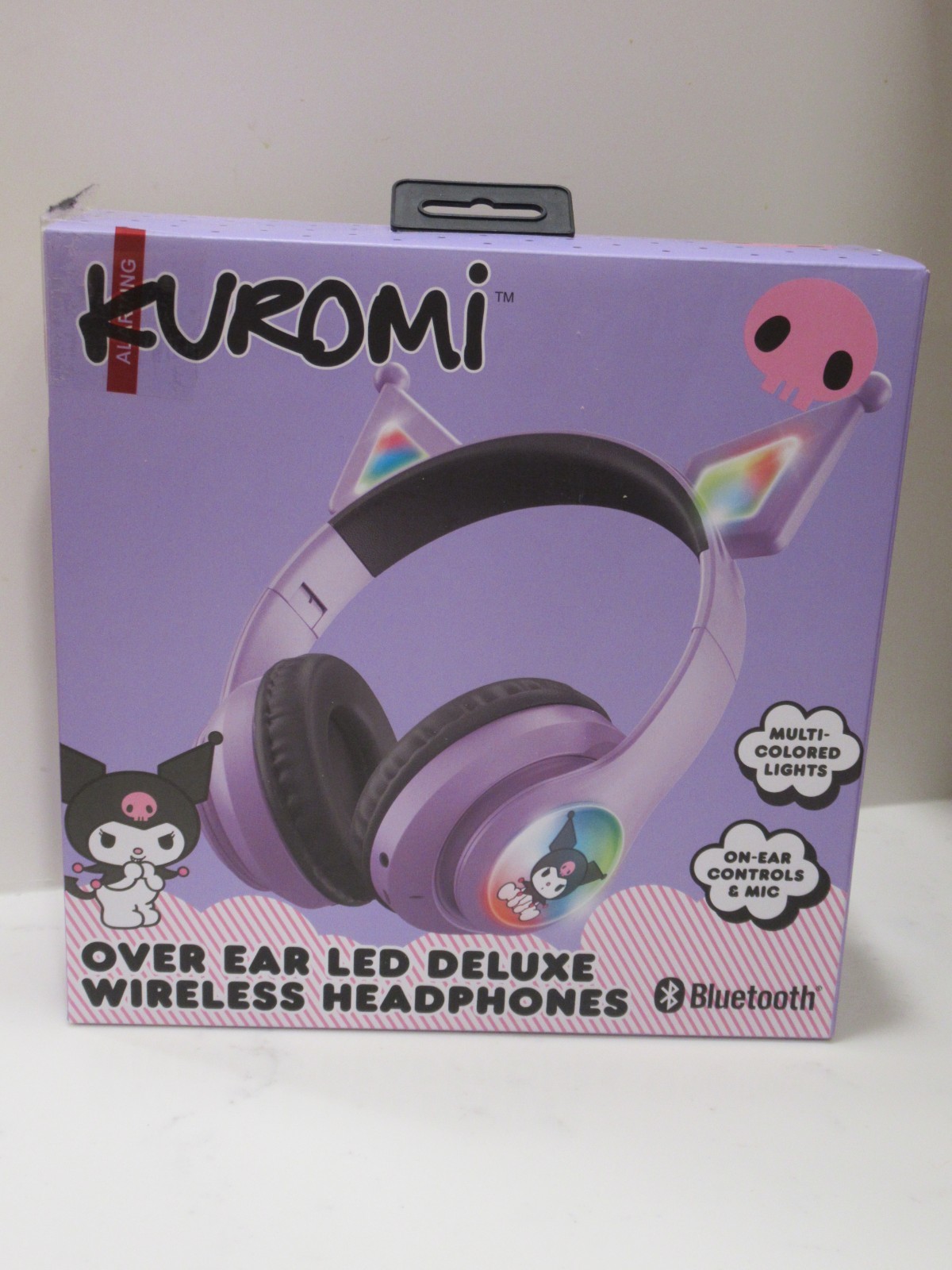 Kuromi Hello Kitty LED Light Up Deluxe Wireless Headphones w/ Built-in Mic ~NEW~