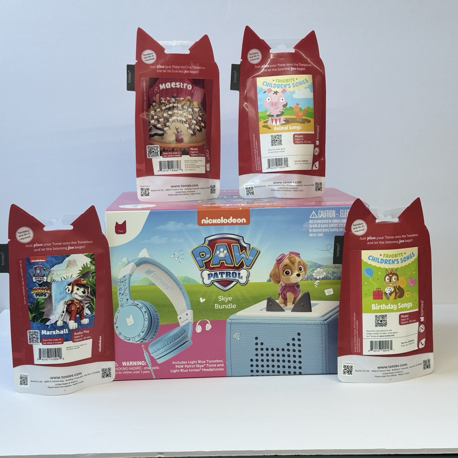 Tonies Box PAW Patrol Skye &marshall +3 extra character +Headphones Bundle -NEW