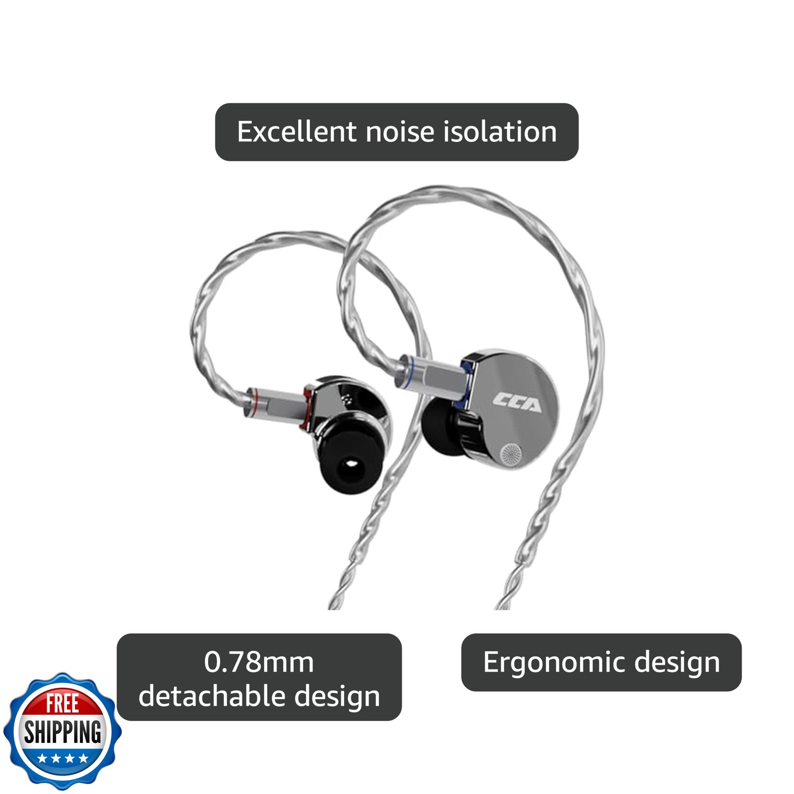 CCA Phoenix in-Ear Monitor Headphones, Dual-Magnet Dynamic Driver