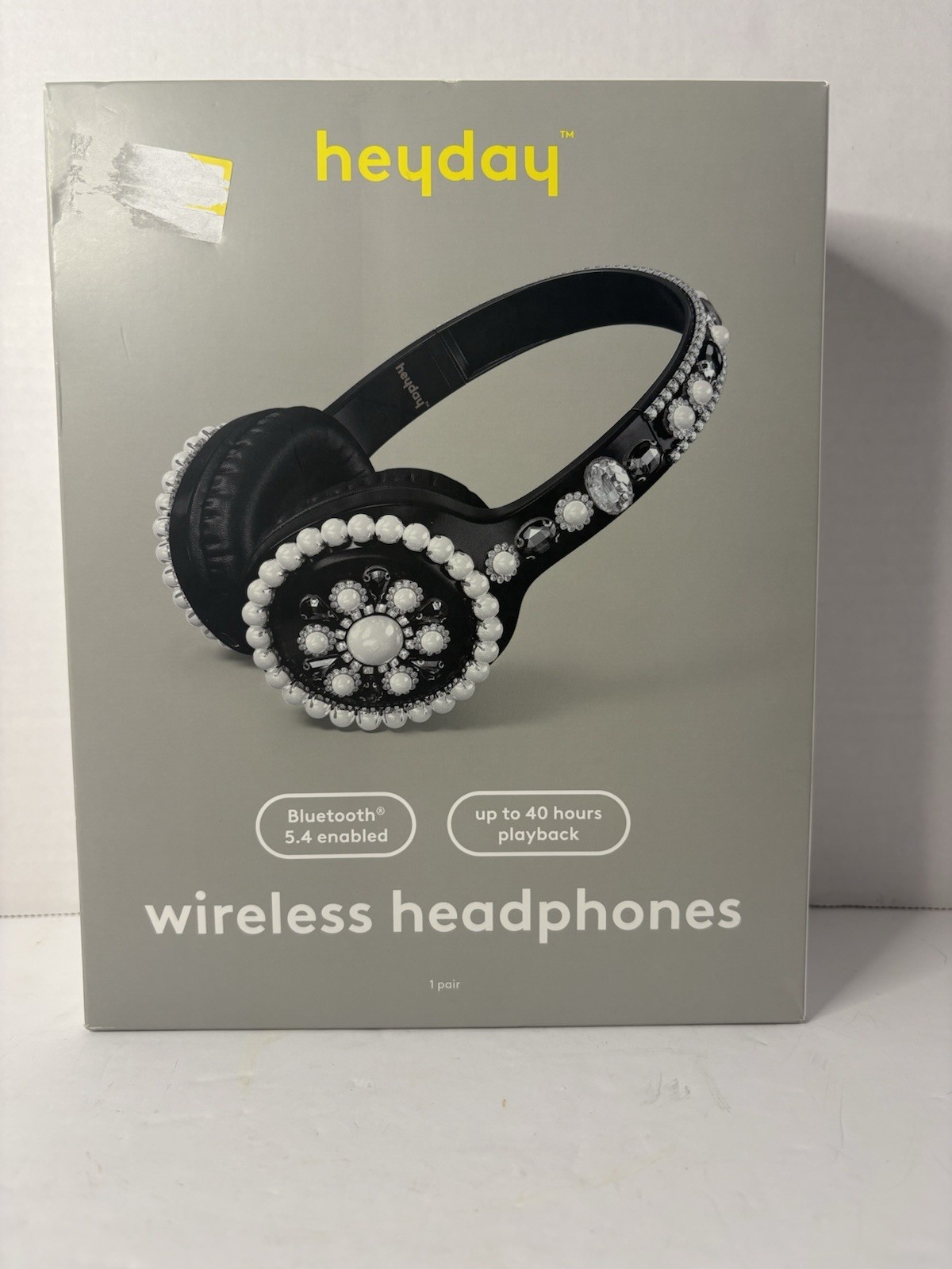 Heyday Embellishment Wireless Bluetooth Headphones Black Adjustable Headband