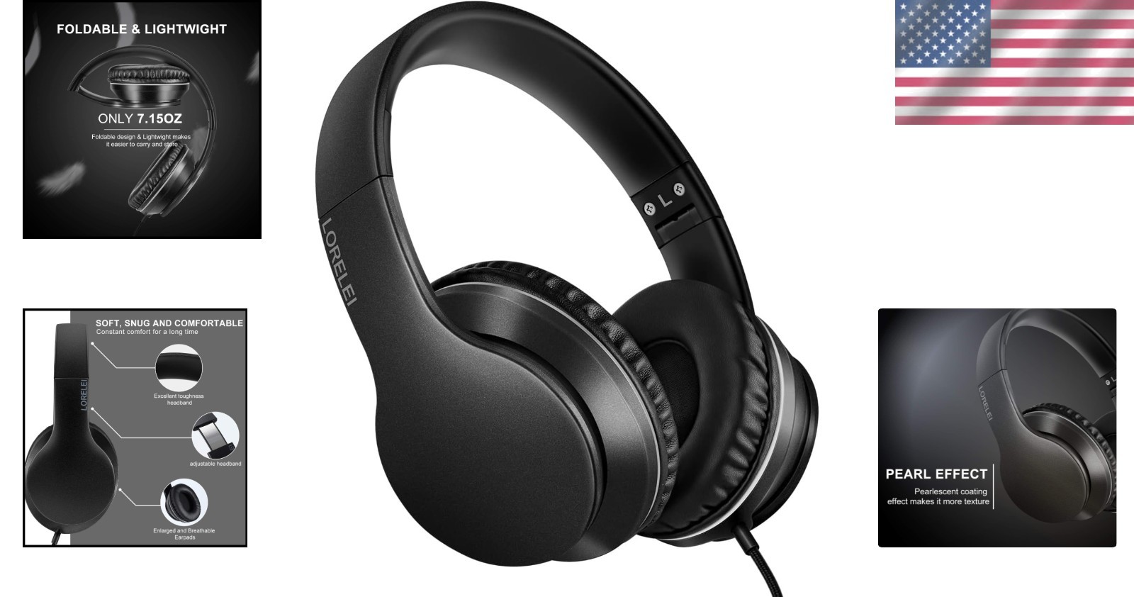 Immersive Bass Sound Over-Ear Headphones with Foldable Design for Home & Travel