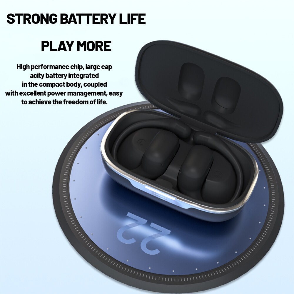 Open Ear Headphones Bluetooth Wireless Over Earbuds with Ergonomic Earhook BLACK